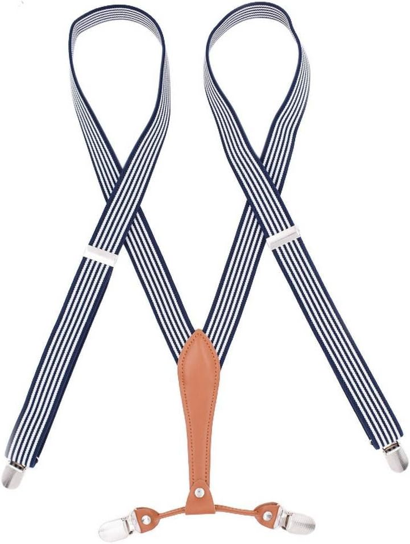 Bigood 25MM Adult Mens Lengthen Elastic Adjustable Braces Suspenders with 4 Clips image number 1