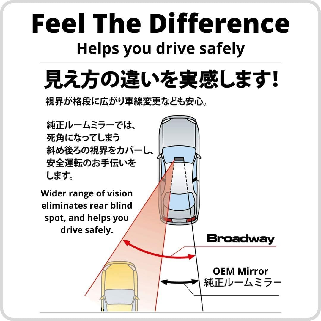 Napolex BW-869 Car Rearview Mirror, Adopts Ultra Light Reflecting Aluminum Back Mirror, Broadway Ultra Long Size, Curved Wide Mirror, 14.2 X 3.0 Inches (360 X 75 Mm), for Smoke Glass Cars, Easy image number 3