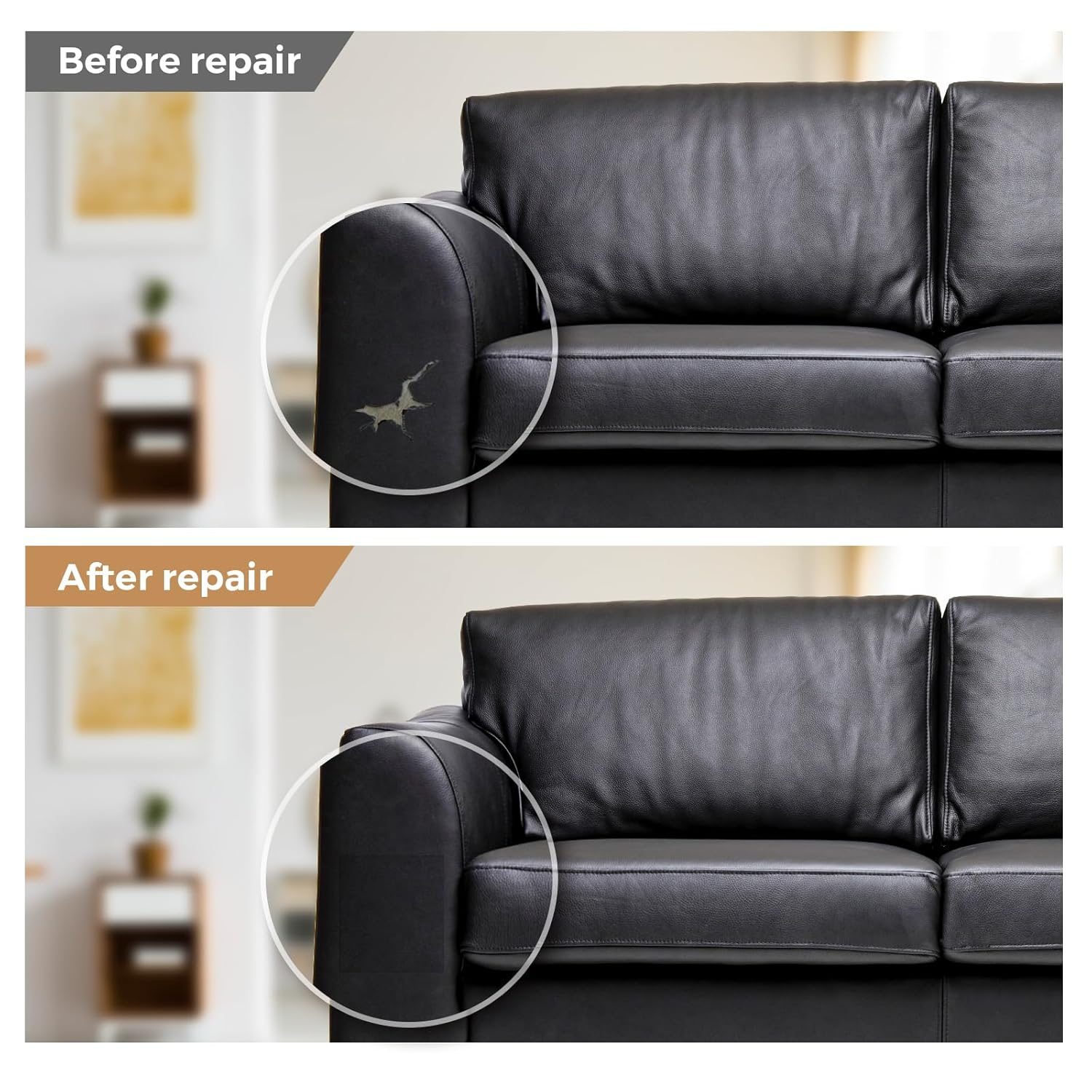 Joy Decor Self Adhesive Leather Repair Patch, 17X60 Inch Black Leather Patches for Furniture, Sofa, Couch, Car Seat, Large Repair Tape image number 6