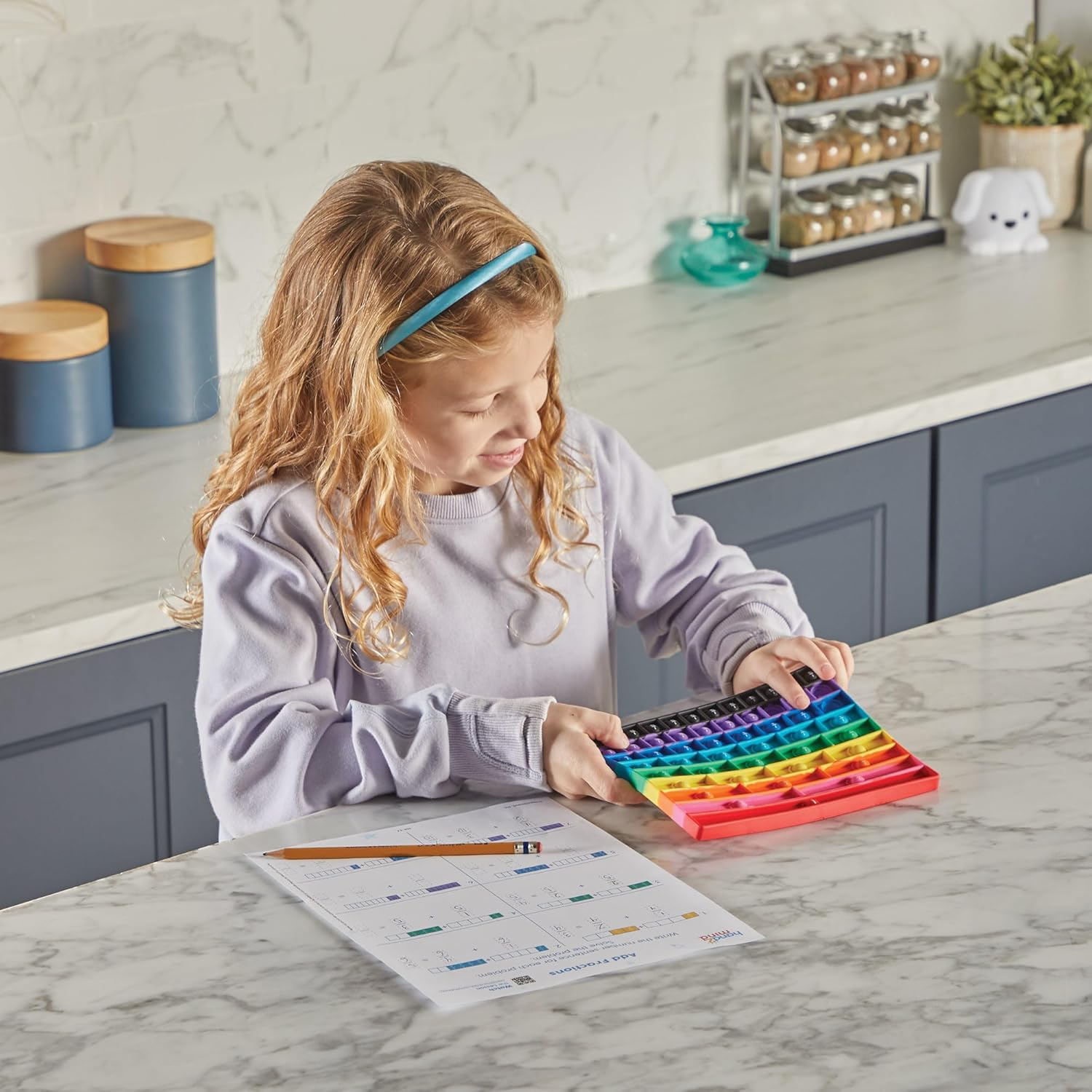 Hand2Mind Rainbow Fraction Sensory Bubble Popper, Push Pop Fidget Toys for Kids, Fraction Manipulatives, Montessori Math Materials, Fine Motor Toys, Calm down Corner Supplies, Fidgets for Classroom image number 2