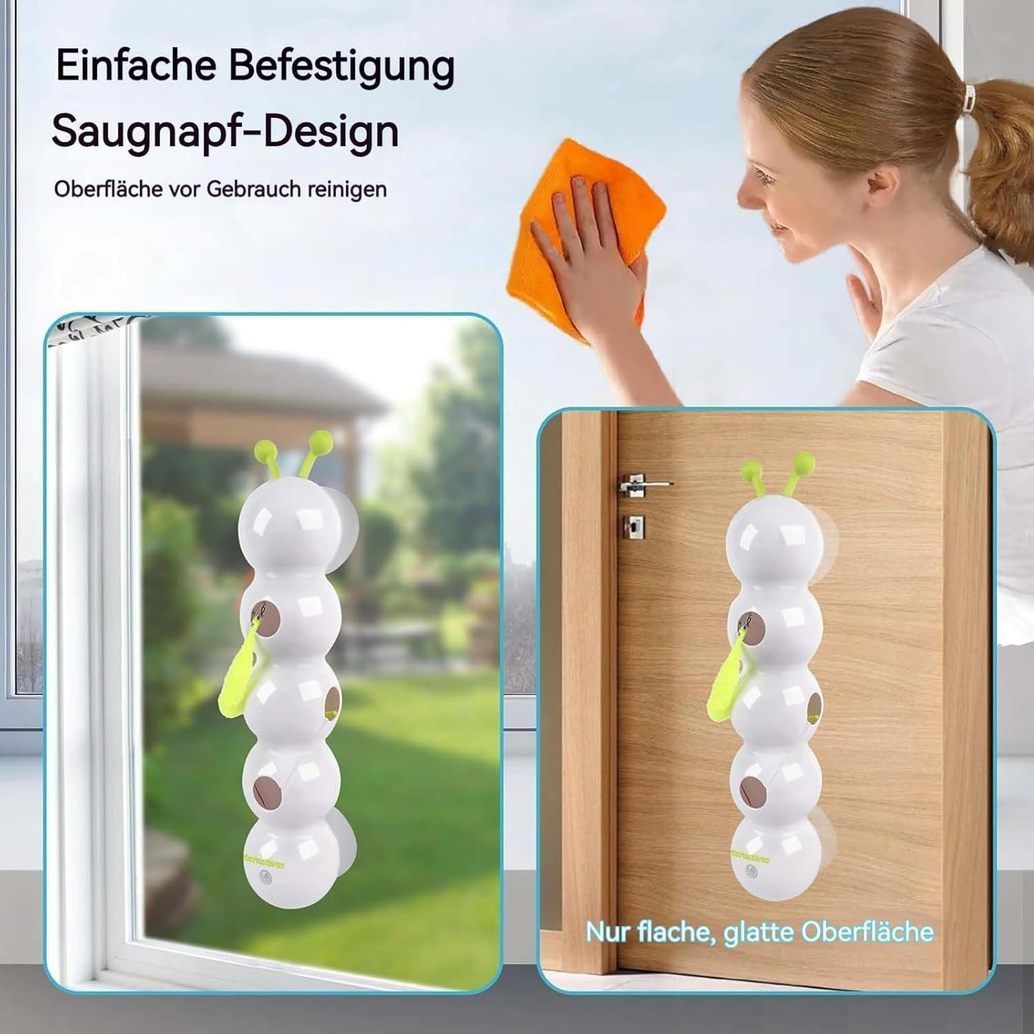 Vibbang Wusel Worm Cat Toy, Interactive Wuselworm Toy for Cats, Smart Motion Pet Toy with Worm Design, Wall & Window Mounted Cat Toy for Small, Medium image number 1