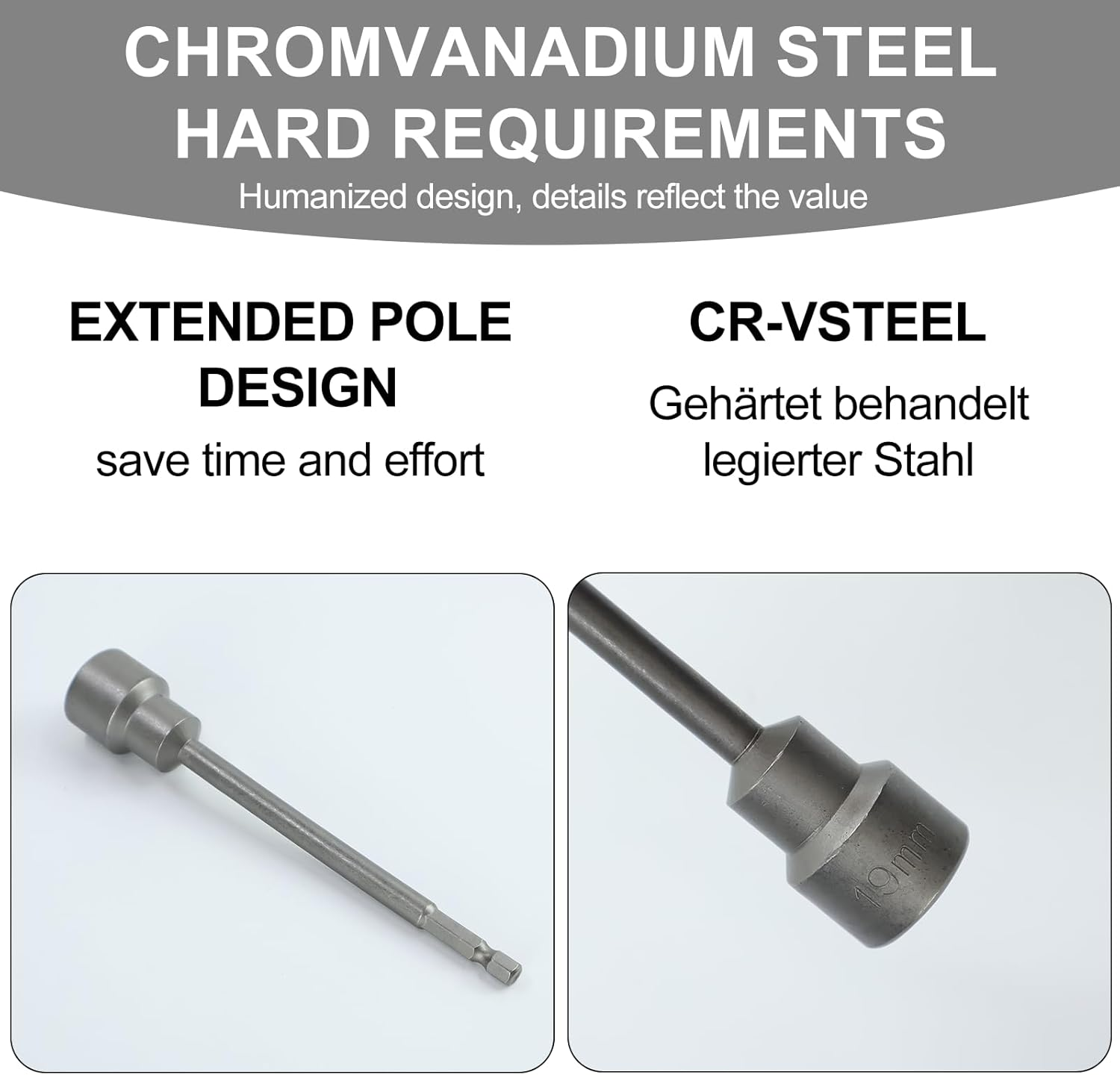 Caravan Leg Winder Drill Attachment Caravan Leg Winder 19Mm Socket Caravan Extension Drill Attachment Adapter for Caravans and Mobile Homes image number 2