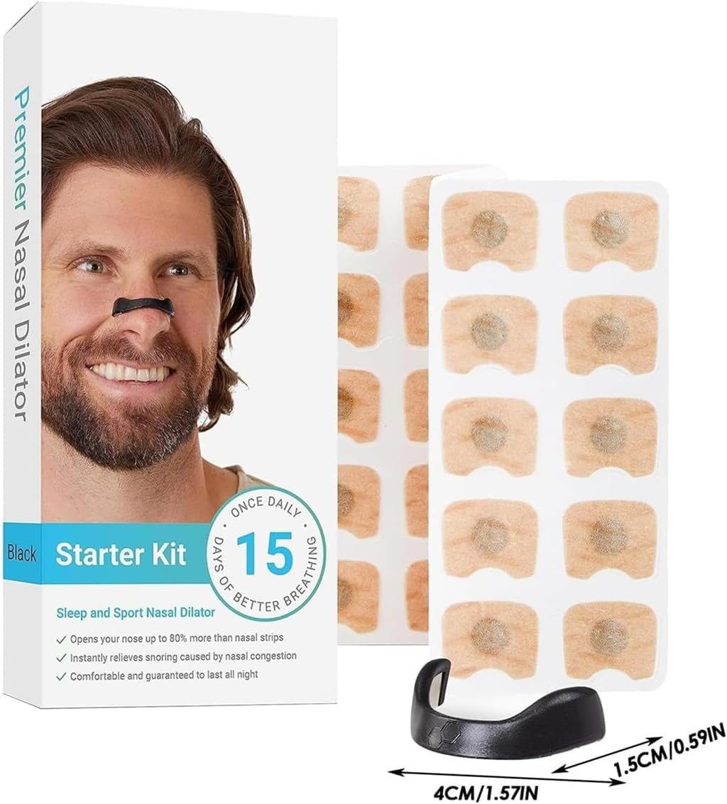 15Pcs Intake Breathing Nasal Strip, Intake Breathing Nose Magnets, Anti-Snoring Sleep Nasal Strips, Antisnore Sleep Aid for Men & Women (Black) - Black image number 3