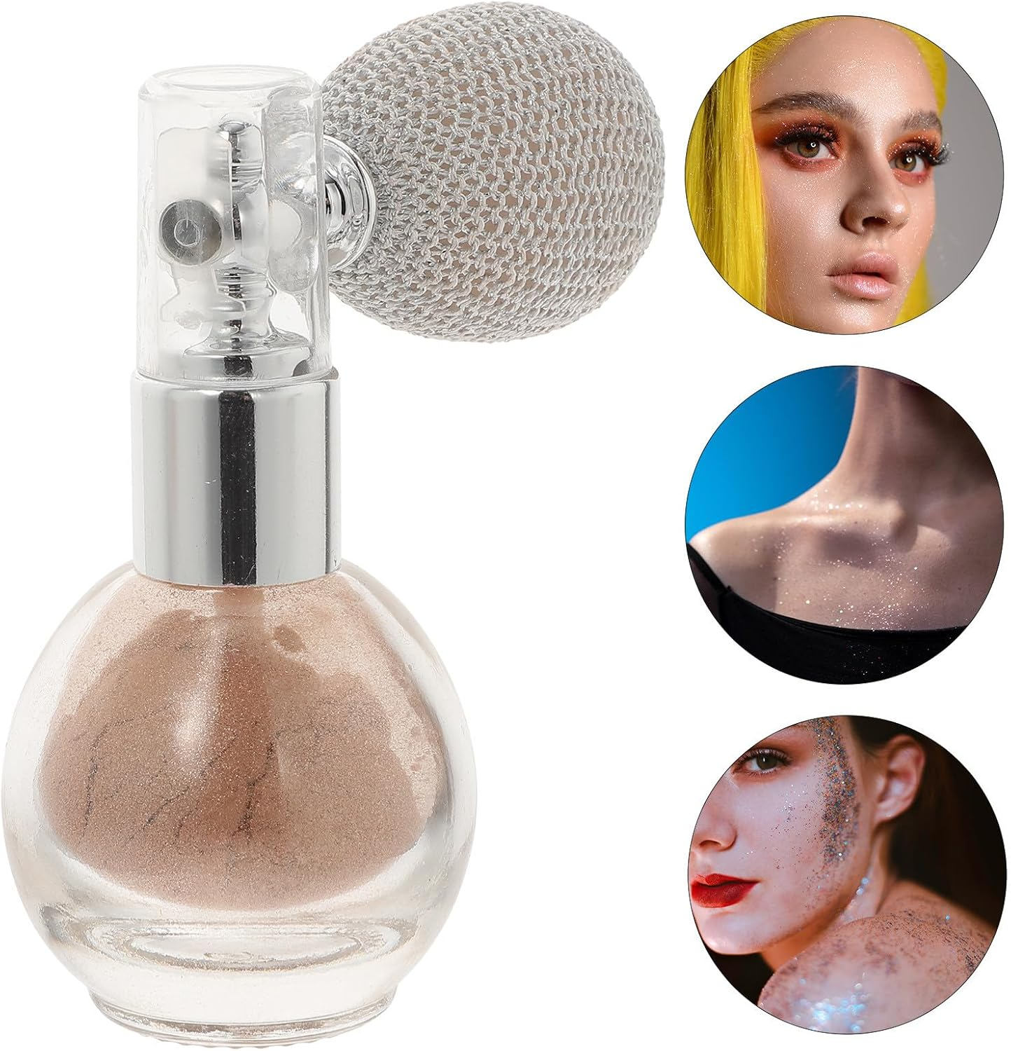 SEWACC Shimmering Body Glitter Spray Light Gold Highlighter Powder Spray for Women Makeup Glitter Hair and Body image number 5