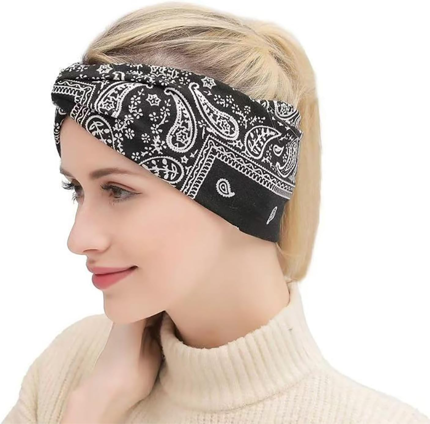 Smaoqingji Women'S Soft Headband - Pack of 6, Boho Headbands Print Hair Accessories, Suitable for Yoga, Running, Fitness, Travel, Training, Work, Reading, Daily Life and Other Occasions image number 4