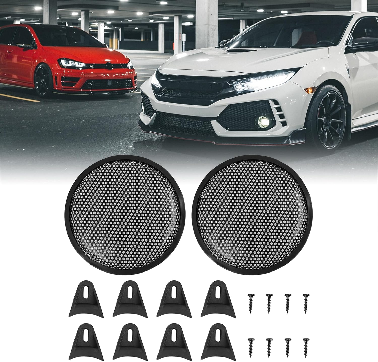 X AUTOHAUX 2Pcs Grill Cover 8" Mesh Protector Car Speaker Cover Woofer Subwoofer Grill for Car image number 4