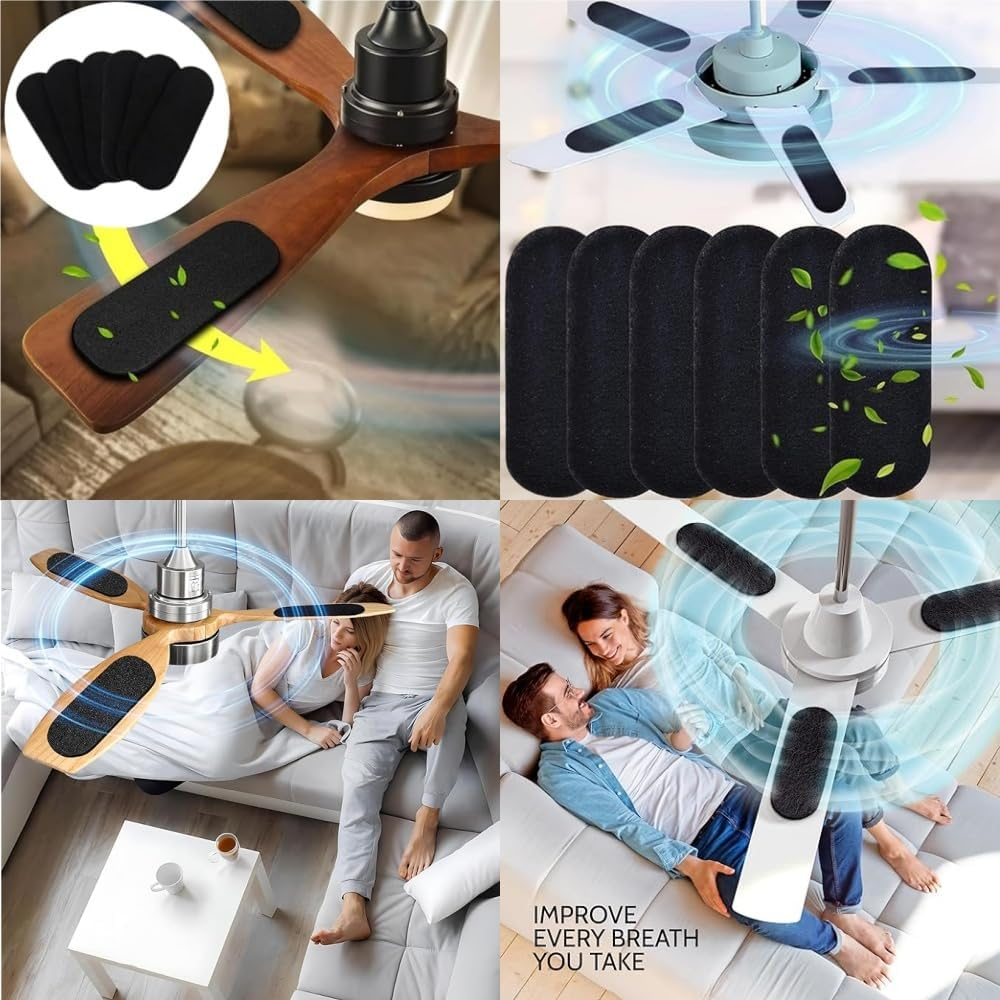 Fabselection Ceiling Fan Filter, 6 Pcs Activated Carbon Air Vent Filter, Universal Strong Adhesive Activated Filter for Blades, Easily Sticks on Ceiling Fan Blade, Air Purifier Pads for Household image number 4
