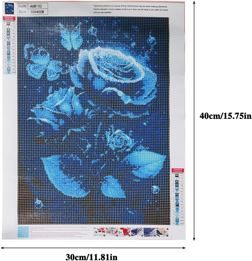SENHAI 2 Set Diamond Paintings Kits for Adults, Blue Rose 5D Diamond Art Kits DIY Diamond Paintings Crafts for Home Wall Decor Gifts(11.8&rdquo; X 15.7&rdquo;) image number 1