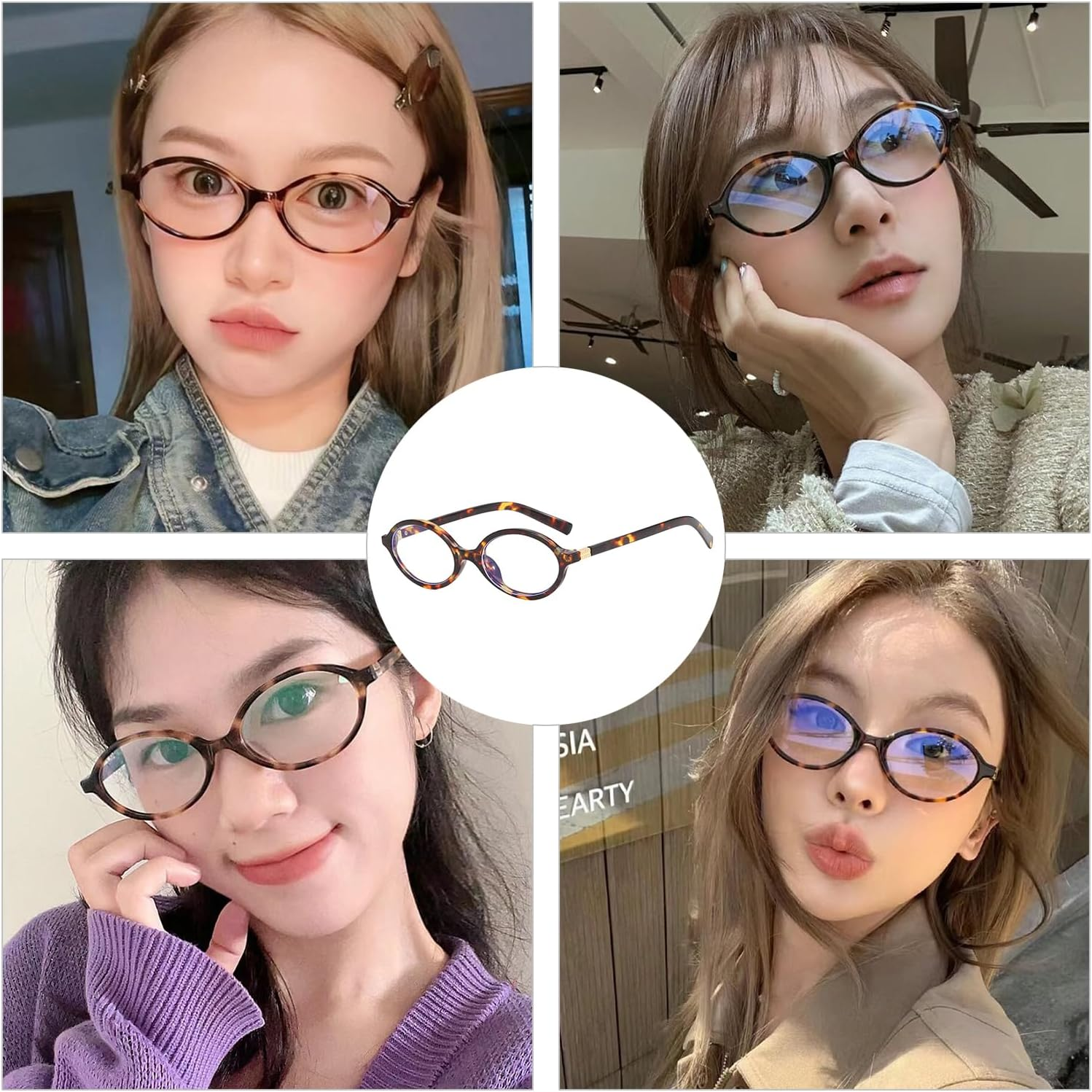 Xolixorium Blue Light Glasses, Oval Frame anti Eyestrain Glasses for Reading, Texting, Gaming, Prevent Headaches, Unisex image number 3