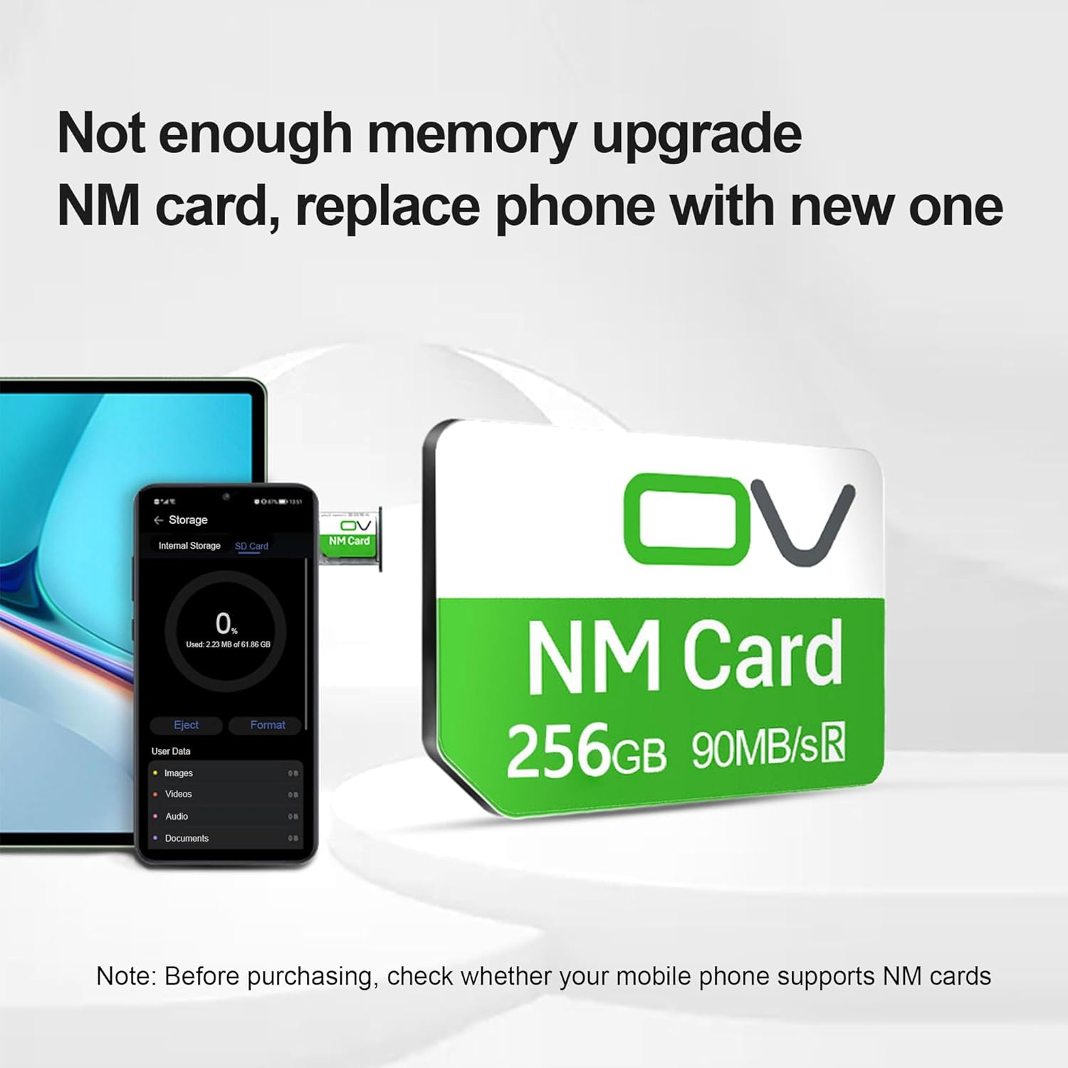 OV NM Card 256GB 90MB/S Nano Memory Card Compatible Only with Huawei Mate Mate20 Mate30 Mate40 Mate50 Mate60 Series/ P30 P40 P50 P60 Pro Series/Honor30 Pro Nova Enjoy Series image number 5