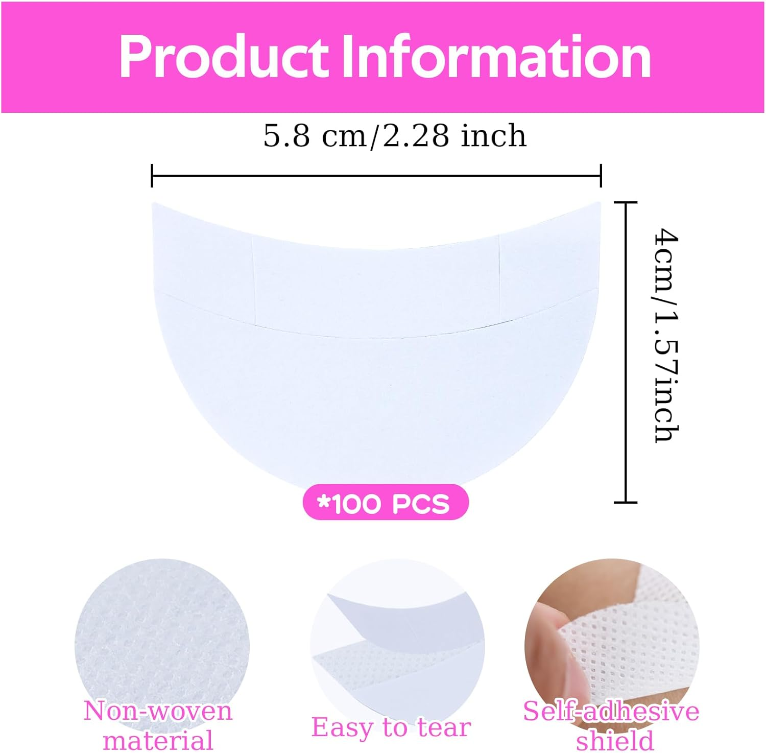 100 Pcs Eyeshadow Shields Pad Lint Free Eye Shadow Stencils Pads Professional under Patches Prevent Makeup Residue for Eyelash Extensions Eyeliner Tinting Lip image number 6