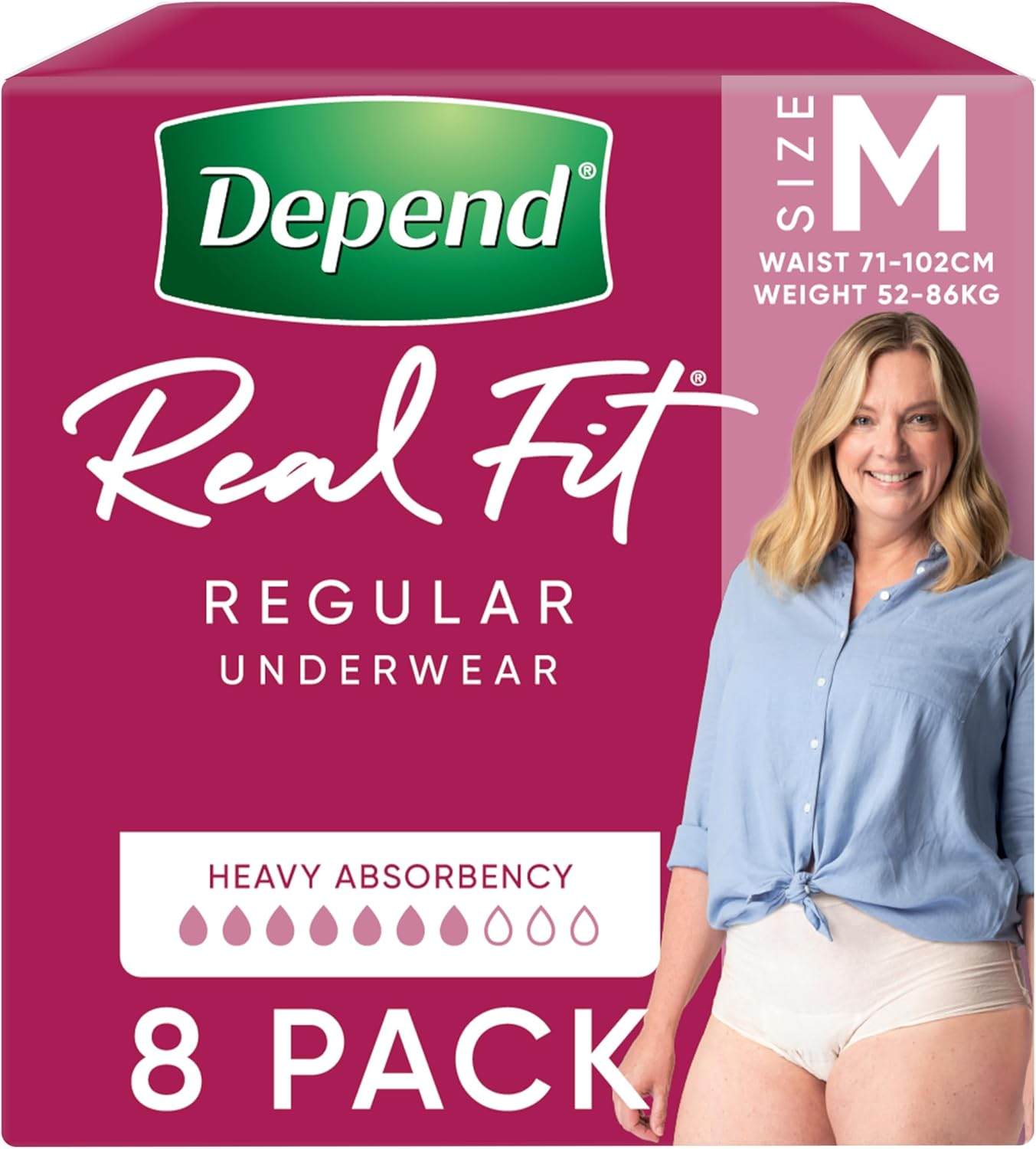 Depend Real Fit Moderate Absorbency Underwear for Women, Medium (Pack of 8) image number 3