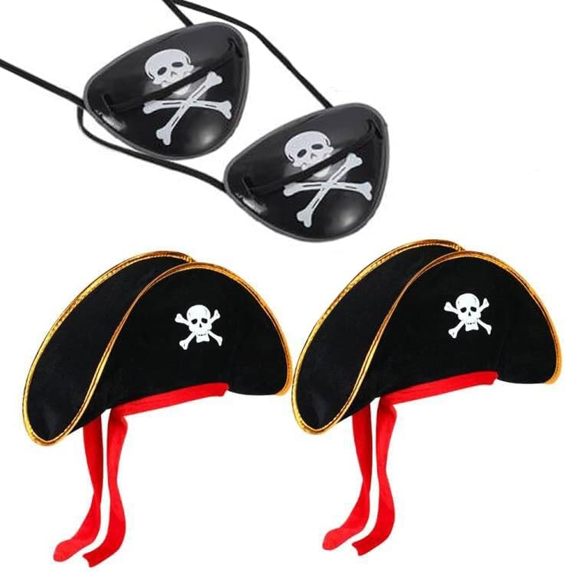 Pirate Hat Eye Patch,Costume Accessory for Pirate Masquerade Party, for Kids and Adults Captain Costume image number 2