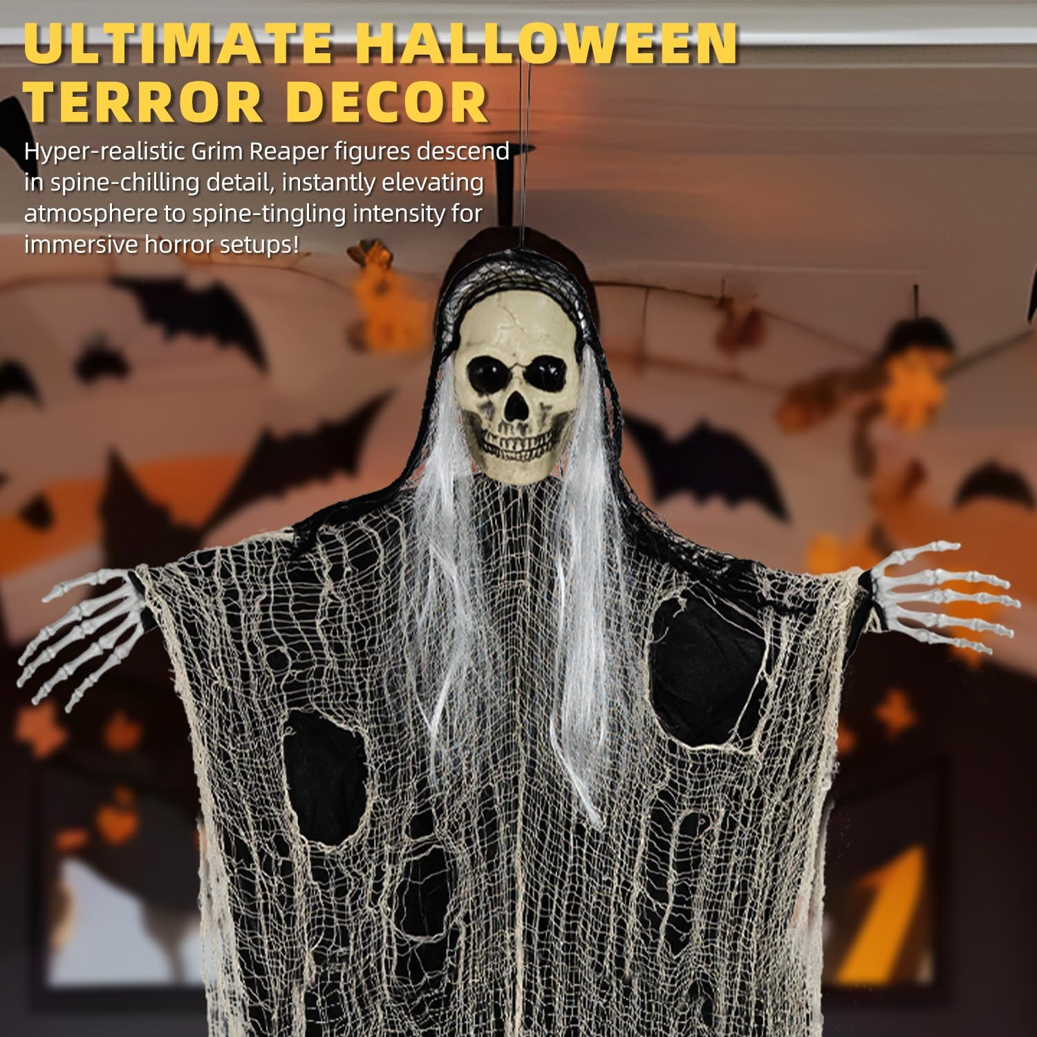 3PCS Halloween Skeleton Ghosts Decorations，Hanging Grim Reapers, Decorations Halloween Decorations Outdoor, Halloween Decorations，Horrible Halloween Decoration image number 2
