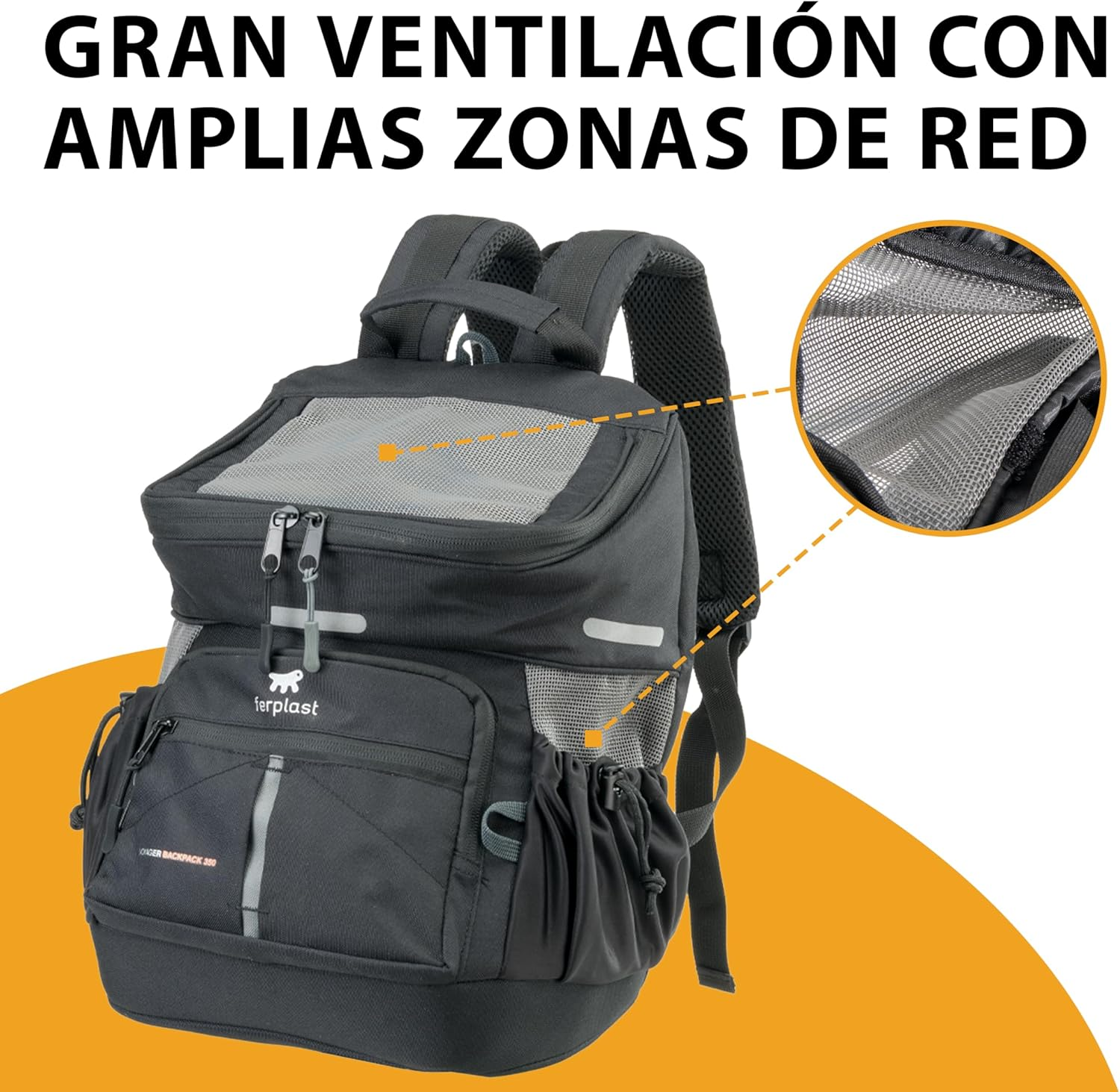 Ferplast Voyager Backpack Dog Backpack Cat Backpack Dog Bag Dog Crate Wide Mouth Adjustable Straps Seat Belt with Cushion Max 10Kg 29 X 21 X 36 H Black image number 5