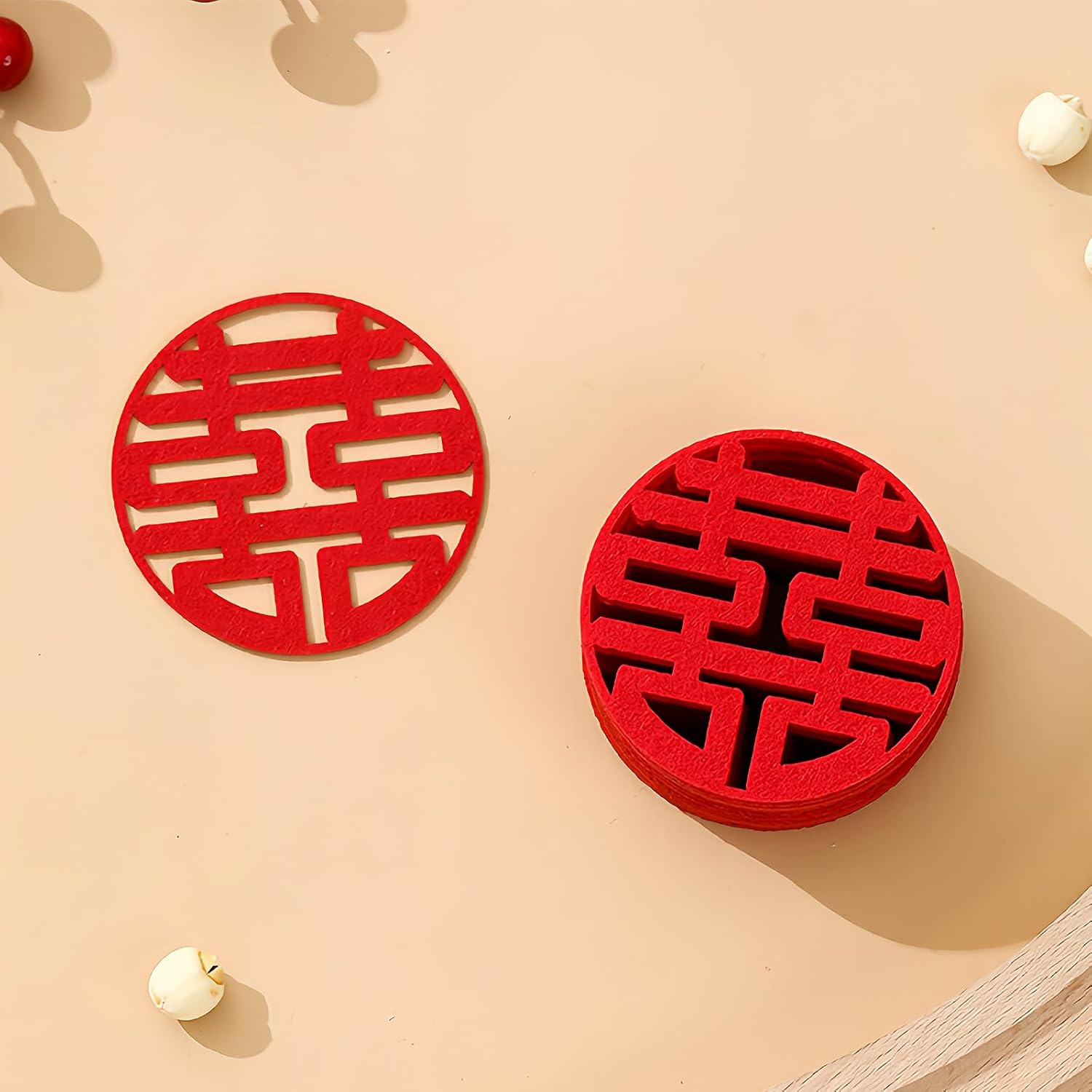 Hannafires 30PCS Traditional round Mini Double Happiness Wedding Decorations - Chinese Style Room Decor, Great Gift Traditional Celebrations,Wedding Supplies. image number 4