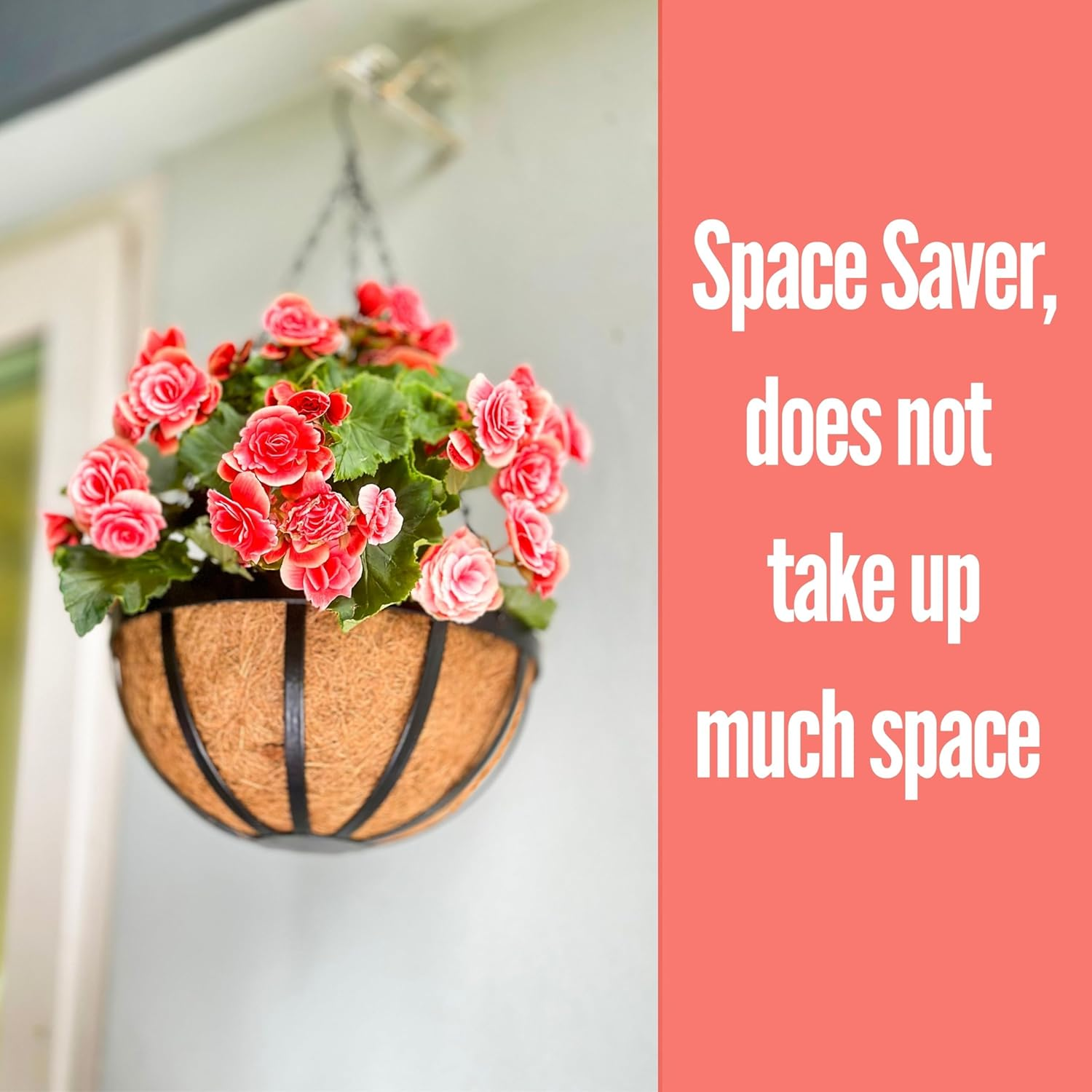 Lalagreen Outdoor Hanging Baskets for Plants Small and Cute Wire Hanging Planters with Coco Liner, Black Metal (2, 10 Inch) image number 1