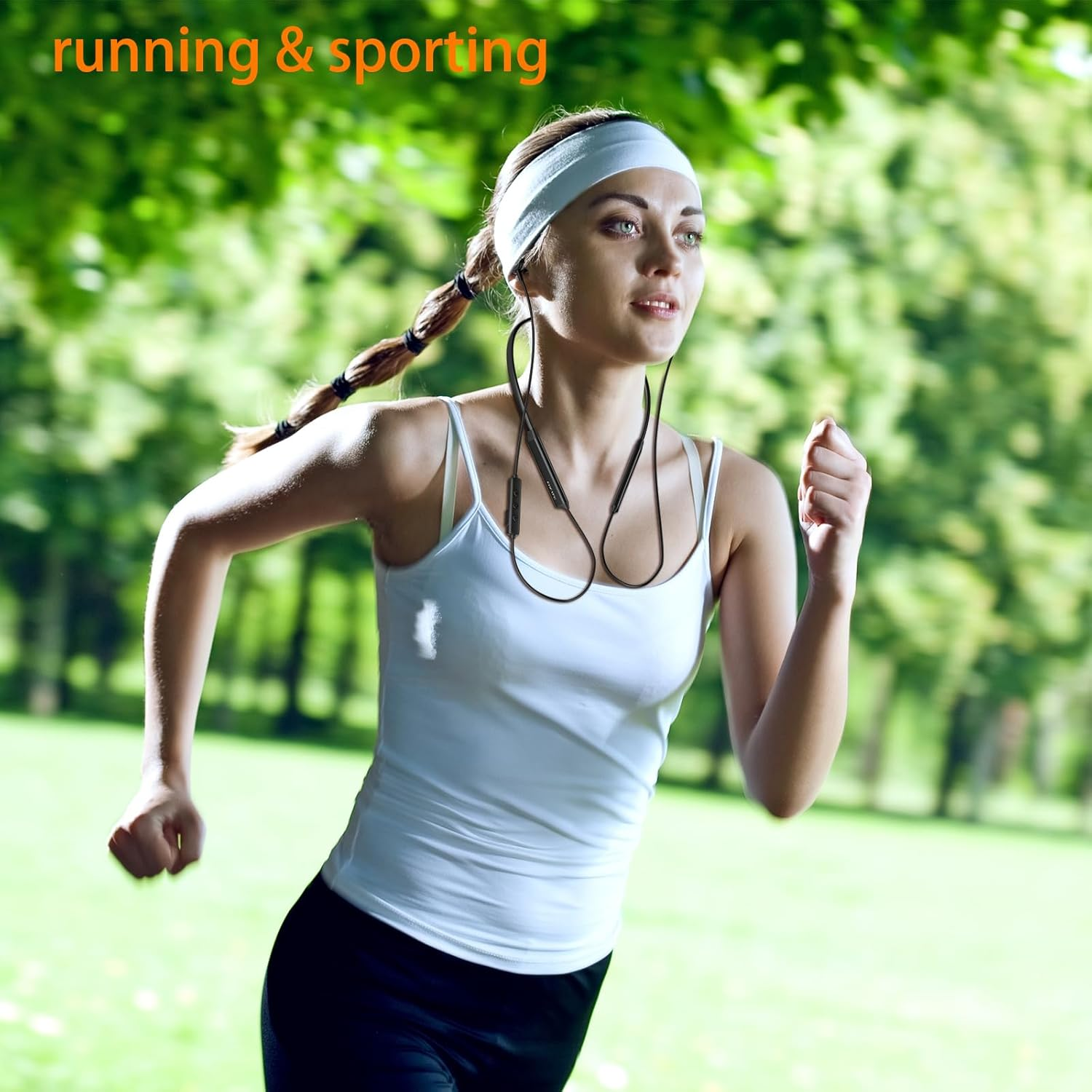 MORMOQUE G5 Neckband Bluetooth Headphones,With Microphone Wireless Earphone,Hifi Deep Bass Earbuds,Magnetic Metal Headset,Ipx5 Sweatproof 36Hrs Playtime for Sports Music Phone Call image number 2