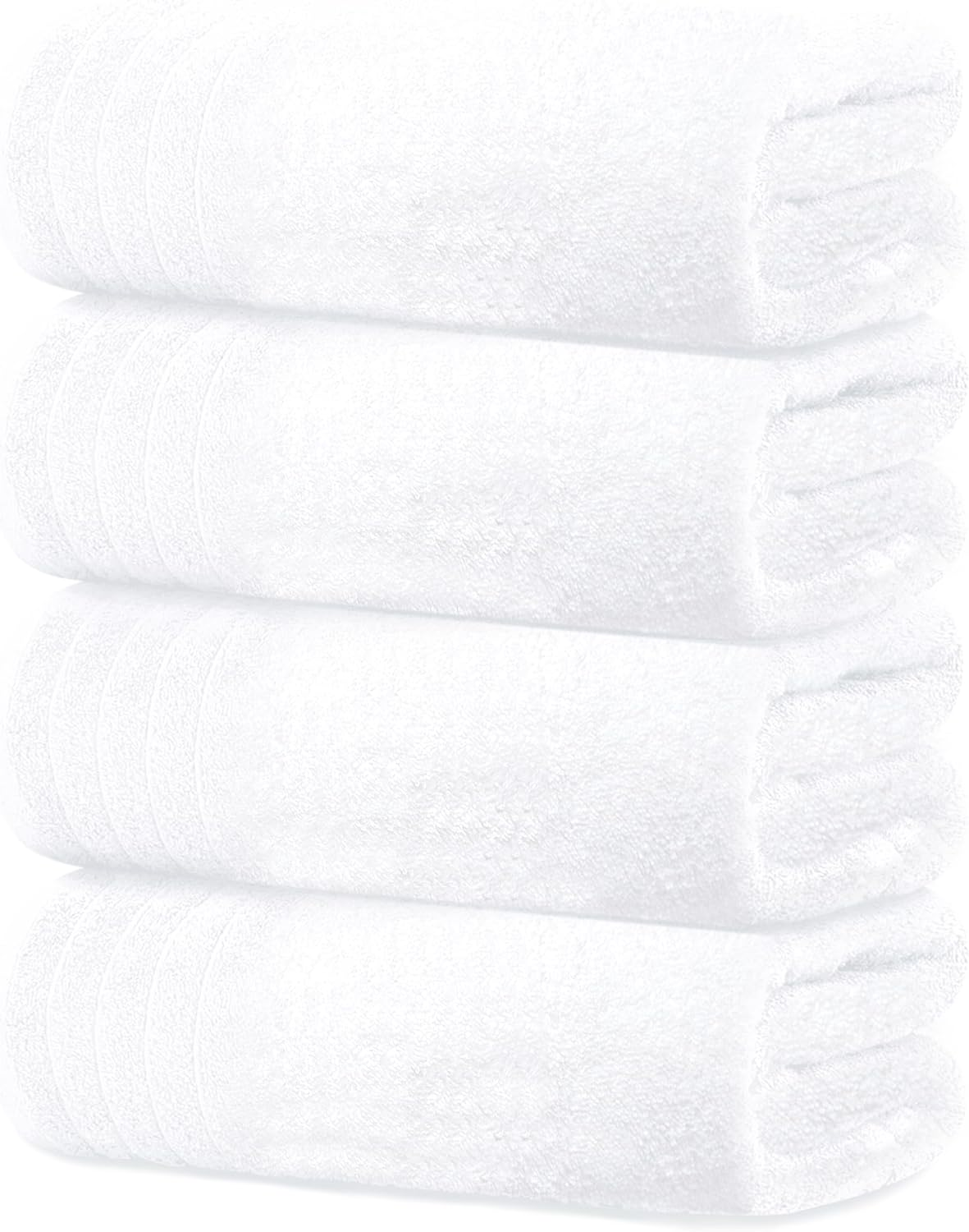 Tens Towels Large Bath Towels, 100% Cotton Towels, 30 X 60 Inches, Extra Large Bath Towels, Lighter Weight & Super Absorbent, Quick Dry, Perfect Bathroom Towels for Daily Use (Pack of 4) (White) image number 7
