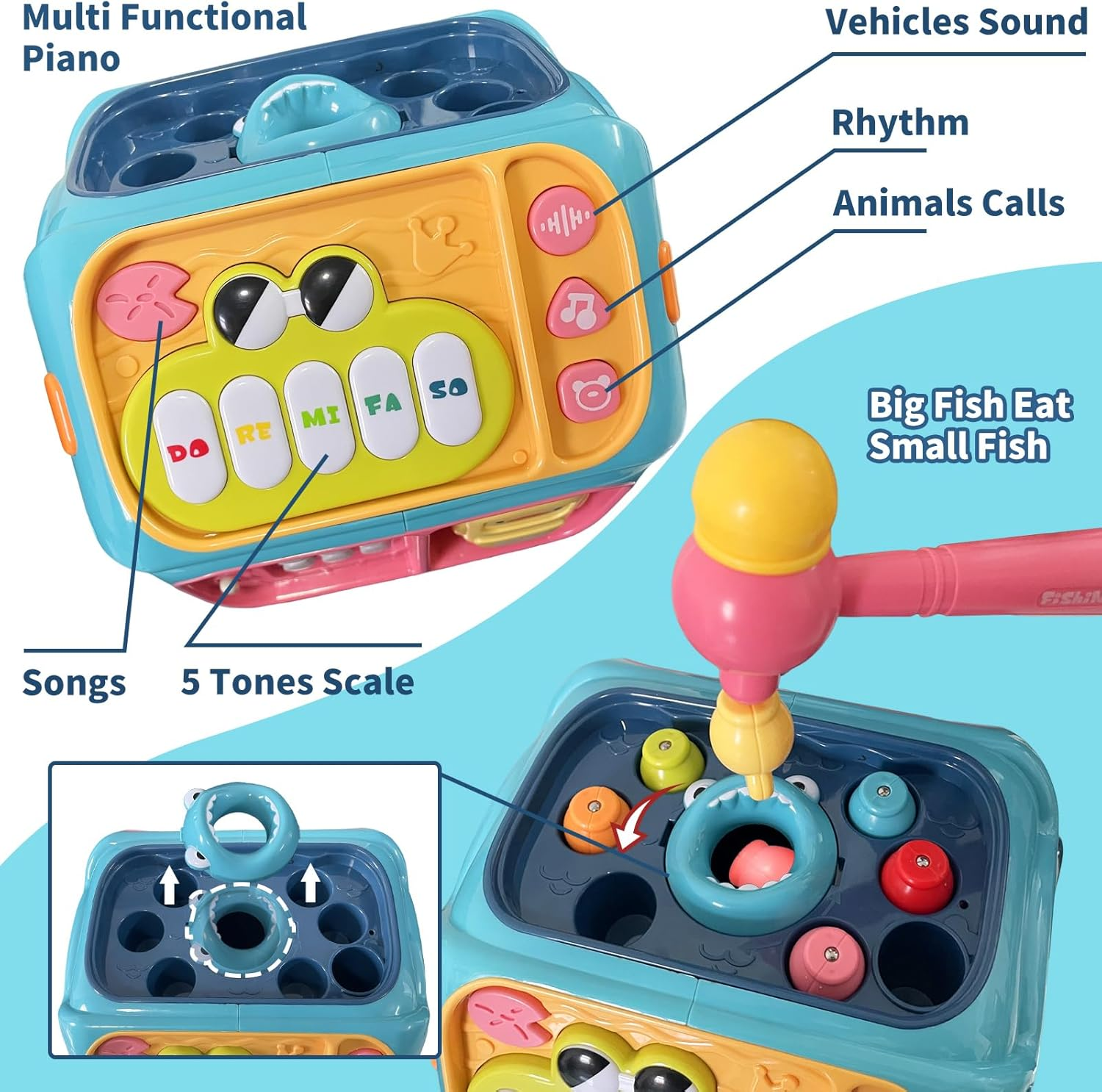 Jadeso Baby Toys 6-12 Months, 8-In-1 Musical Toys for 12-18 Months, Early Learning Educational Toy with Light & Sound, Birthday 1-3 Year Old Girls and Boys image number 4