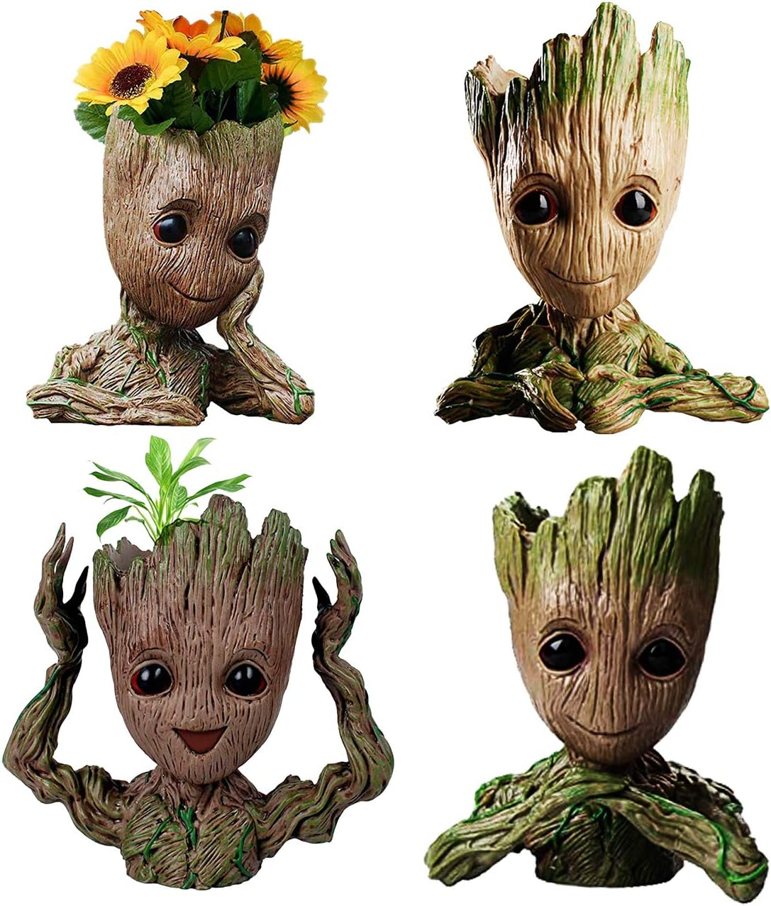 4 Styles Flowerpot Baby Groot Flower Pot Succulent Planter Pot Pencil Holder Office Party Ornament Christmas Birthday Gift (4 Styles) image number 4