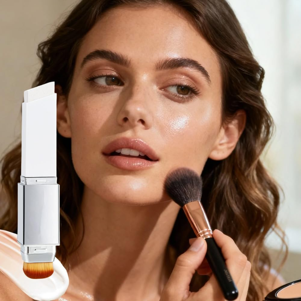 Depehelp Color-Changing Foundation Stick Medium to Full Coverage Dewy Finish Base Makeup, with Detachable Brush, Dewy Finish Base Makeup for Daily & On-The-Go (NATURAL) - Dark Skin image number 6