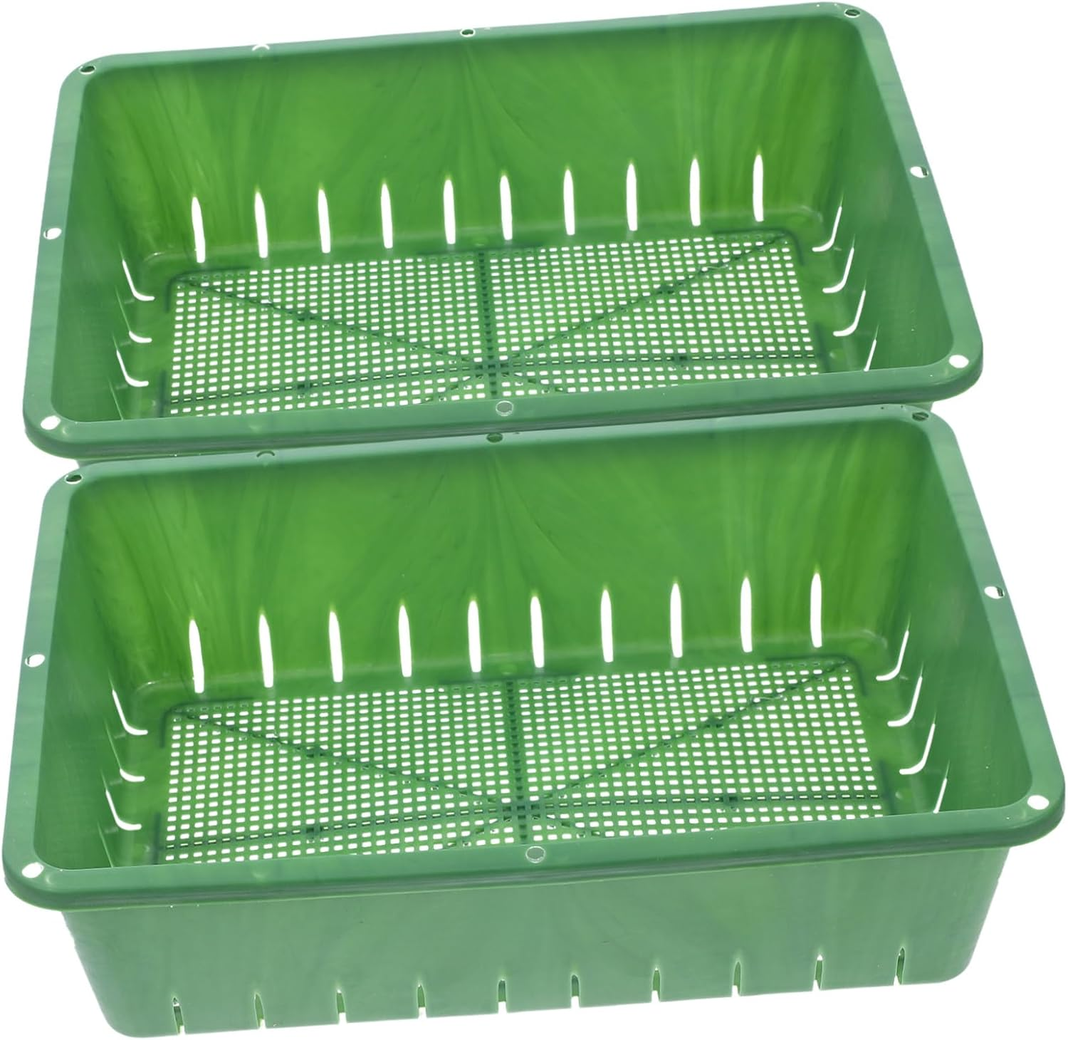 PAMINGONO Seedling Tray Plant Starter Propagation Tray for Gardening Indoor and Outdoor Use Small Green Plastic 26X18X7Cm 2Pcs Germination and Growing Container for Succulents and Seedlings image number 1