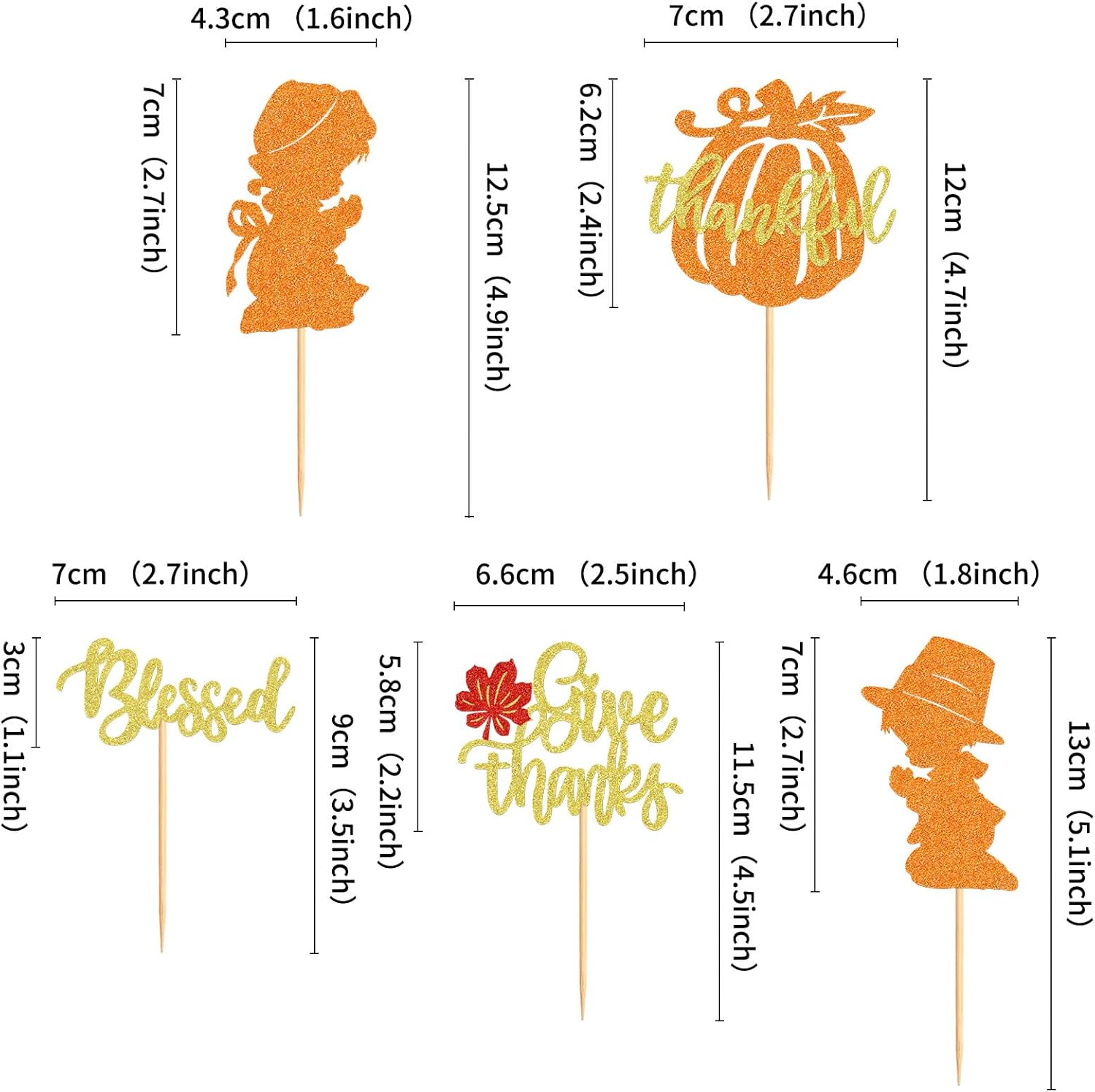 25 Pack Happy Thanksgiving Cupcake Toppers Give Thanks Cupcake Picks for Thanksgiving Theme Cake Decorations Birthday Party Thankful Dinner Supplies - Fall 3 image number 3