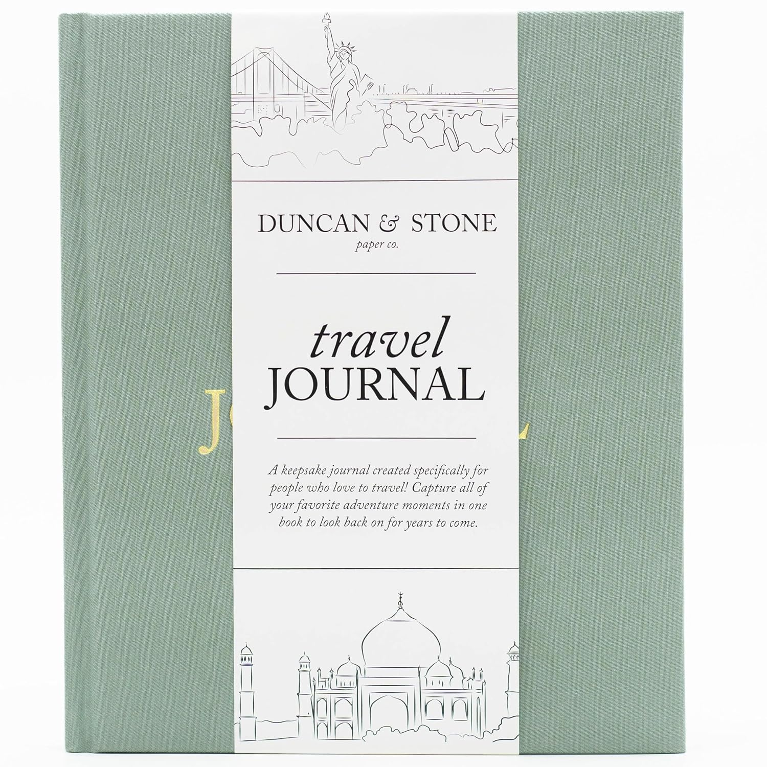 DUNCAN & STONE PAPER CO. Travel Journals for Women, Men (Sage Green, 110 Pages) &ndash; World Trip Adventure Book to Record Trips &ndash; Great, Fun Travel Bucket List Journal - Travel Gifts image number 5