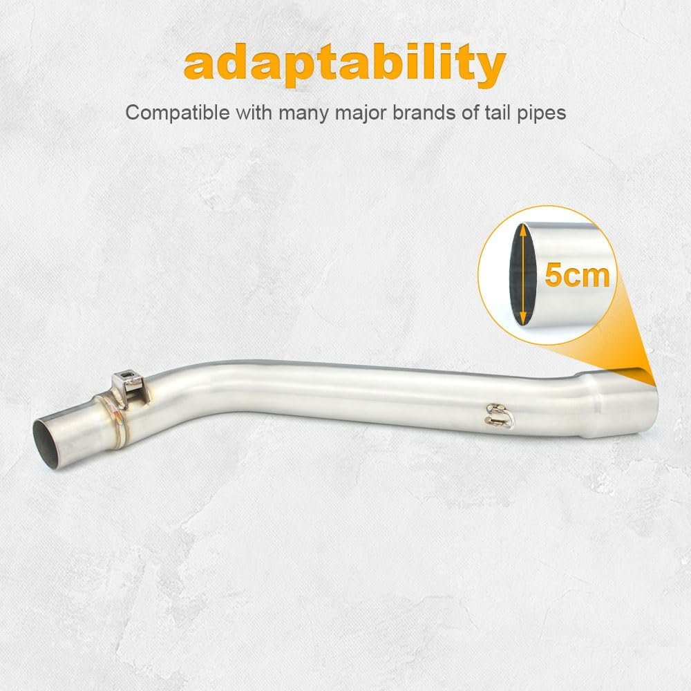 Motorcycle Exhaust Muffler Middle Link Pipe, Stainless Steel Exhaust Middle Pipe Compatible with DR650 SE 1996-2024