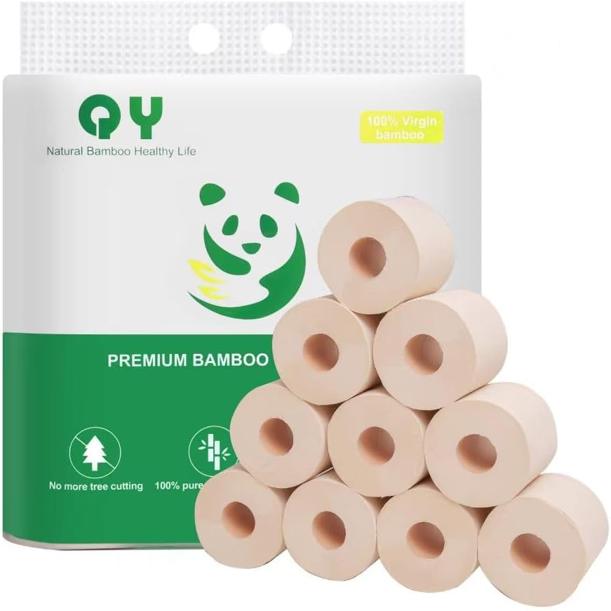 4-Ply Toilet Paper, 100% Bamboo Toilet Tissue, 18 Double Length Toilet Paper Rolls, 245 Sheets,Unbleached, Unscented, Fit for Home and Office image number 1