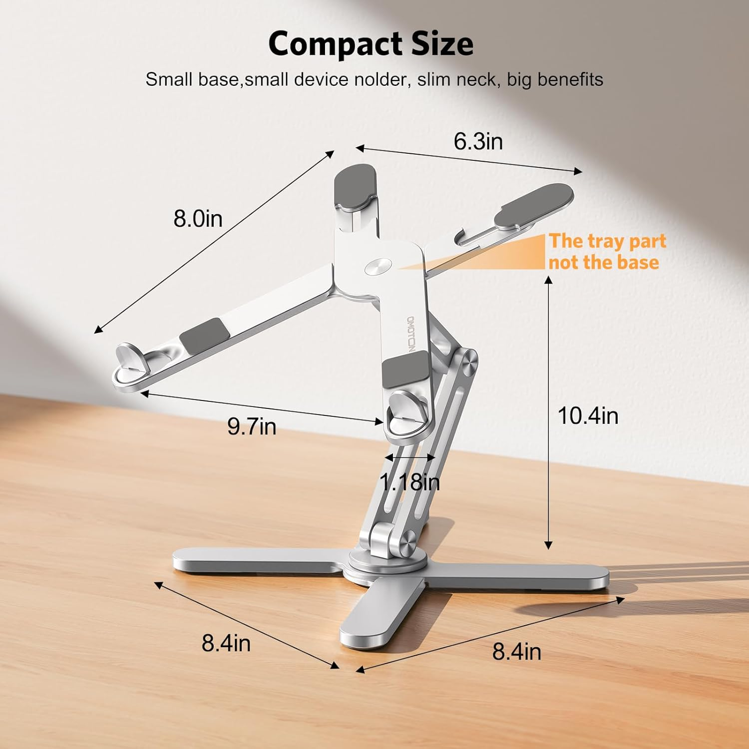 OMOTON 360&deg; Rotating Laptop Stand Riser for Desk, Ergonomic Foldable Computer Stand Adjustable Height Angles for Collaborative Work, Easy Storage Fit Macbooks,All Laptops up to 16 Inches, Silver image number 3