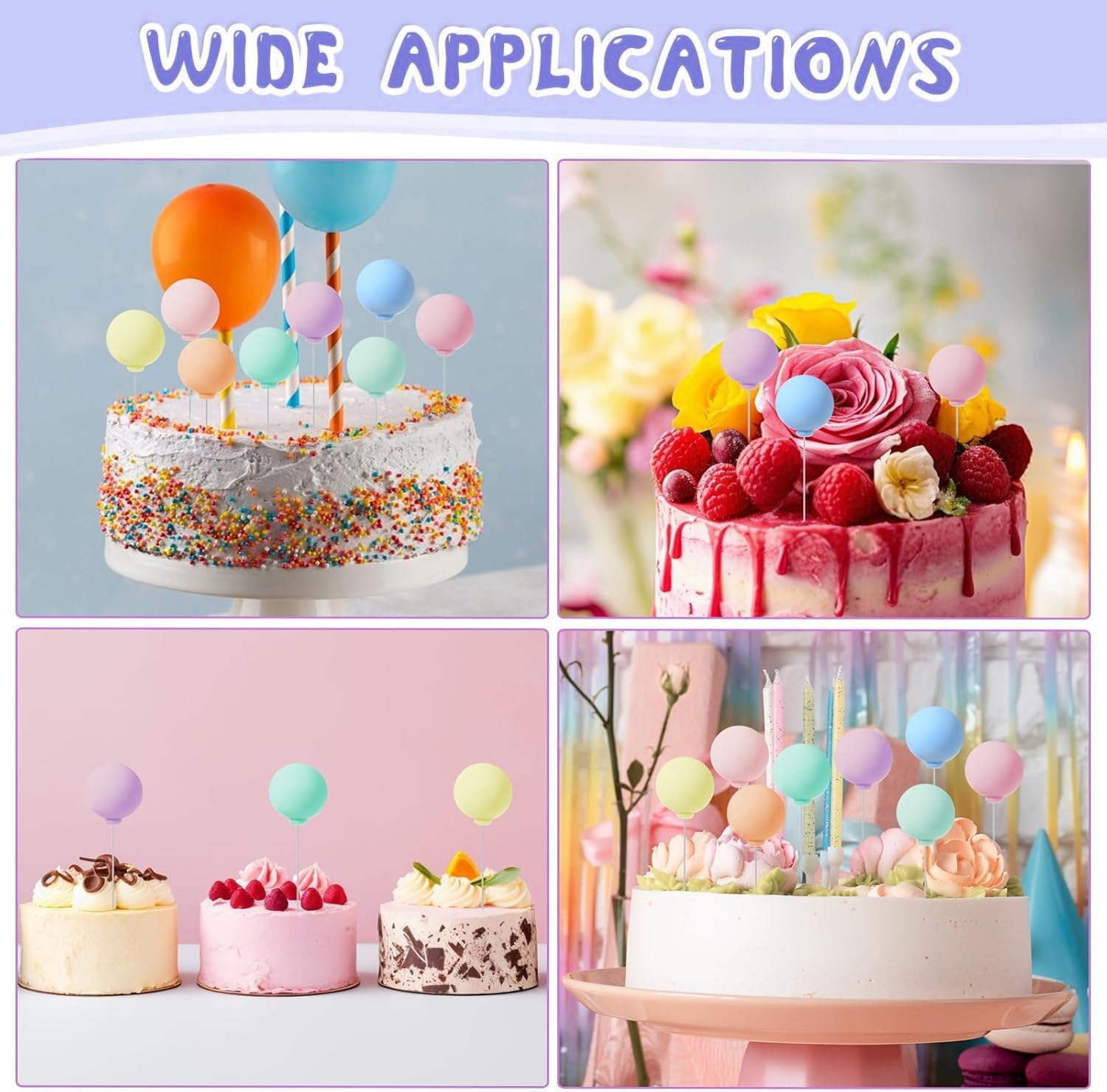 40 Pcs Mini Balloon Cake Decorations - Clay Cake Baking Plugin Ornament, Reusable Colorful for Birthday, Wedding, Baby Shower Party (Colorful) image number 4