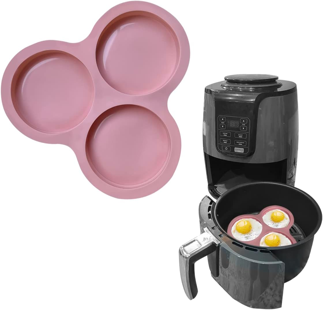 KVZVK Reusable Egg Pan for Air Fryer - 3 Cavity Non-Stick Baking Pan, Hamburger Bun Mold, Accessory image number 5