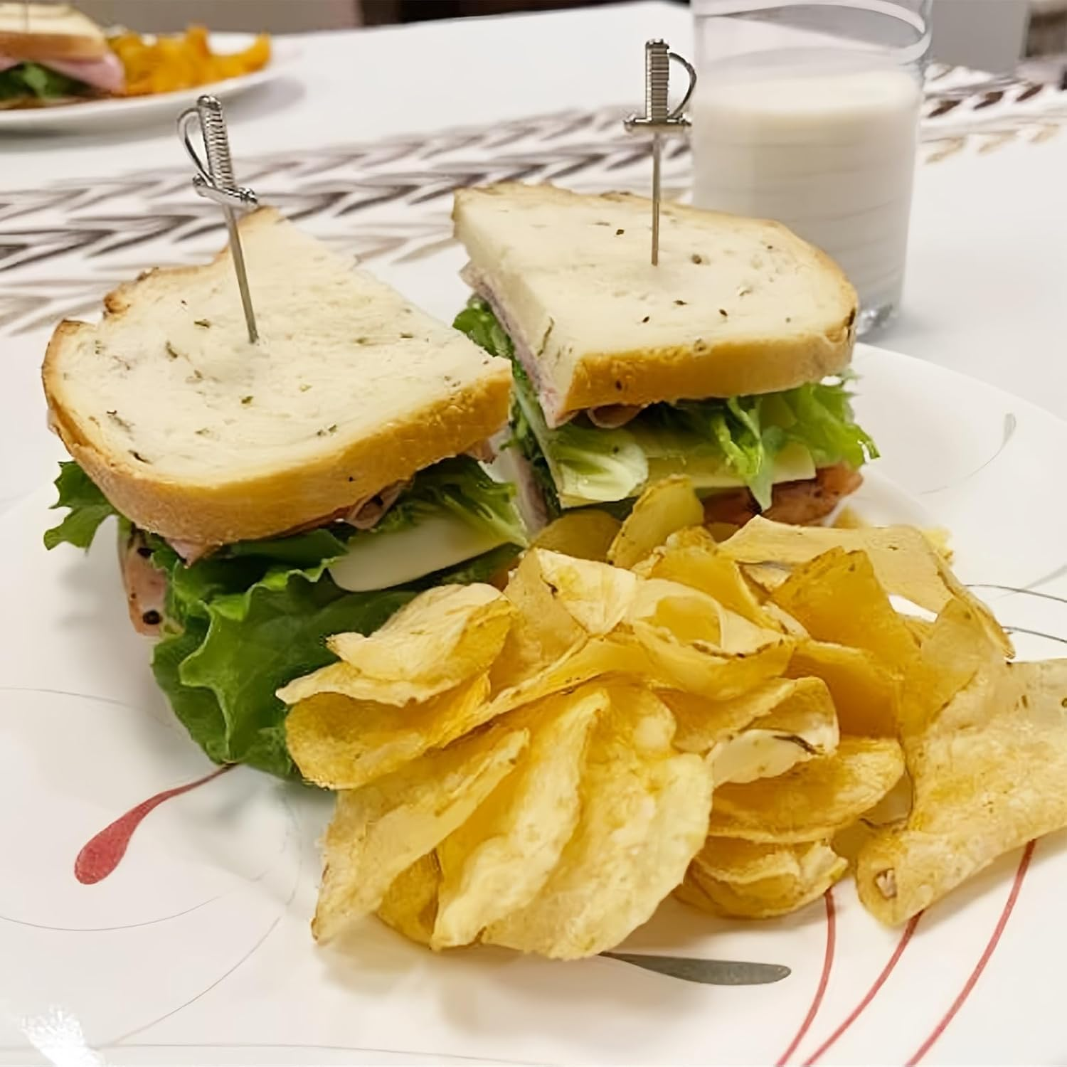 8 Pieces Stainless Steel Cocktail Picks Toothpicks Sword Metal Martini Drink Pick Sticks Appetizer Resuable Skewers Food Fruit Cocktail Toothpicks for Birthday Wedding Beach image number 3