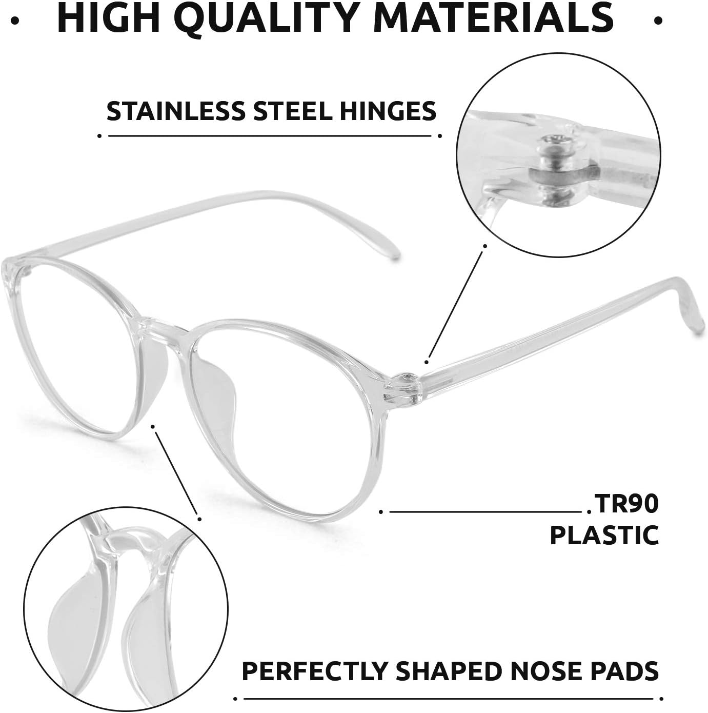 5 STARS UNITED Blue Light Glasses - Computer Glasses for Working, Gaming, Reading - Unisex Blue Light Blocking Glasses Men and Women - Non- - One Size - Clear image number 6