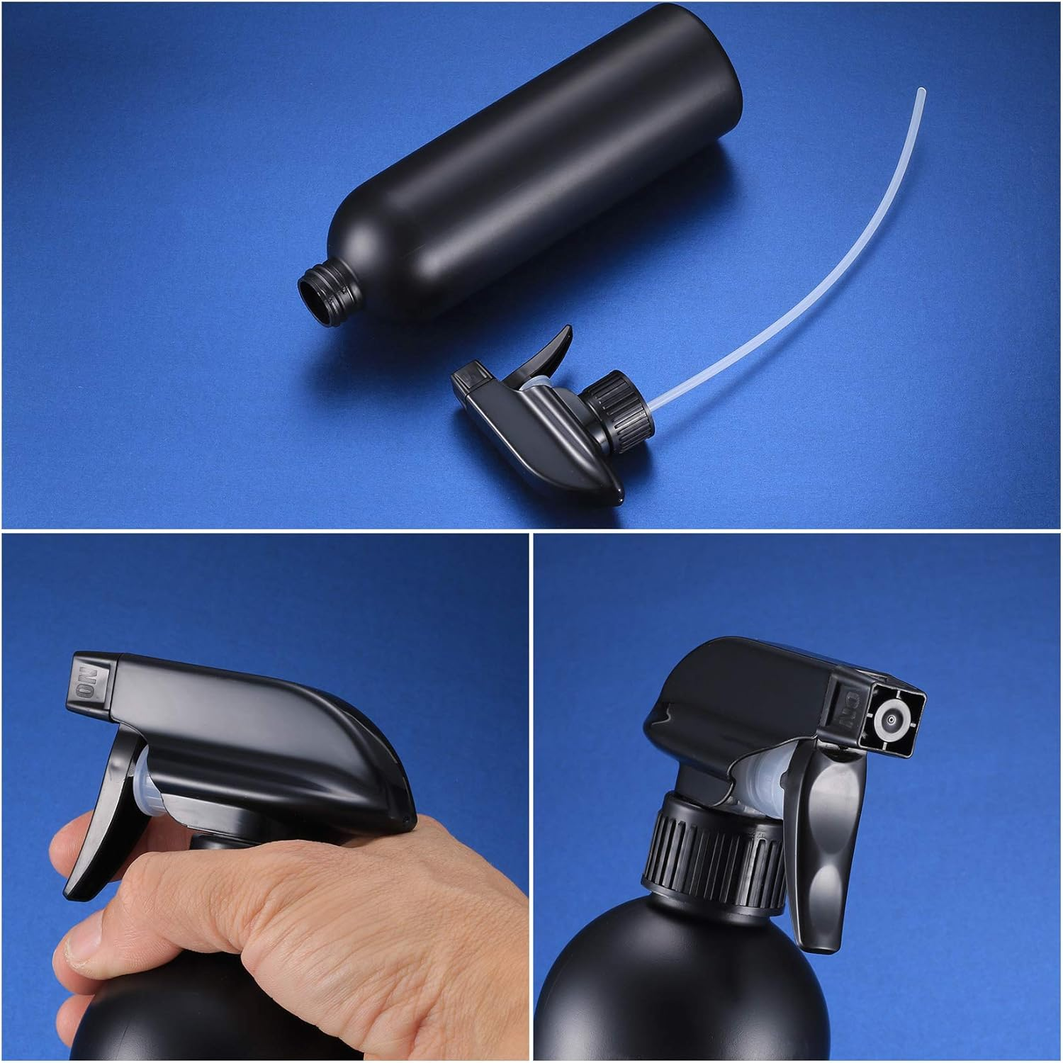 3 Pcs Plastic Spray Bottles, 500 Ml/17 Oz, Black, Refillable, Heavy Duty, Reusable, BPA Free, Sprayer, Garden image number 4