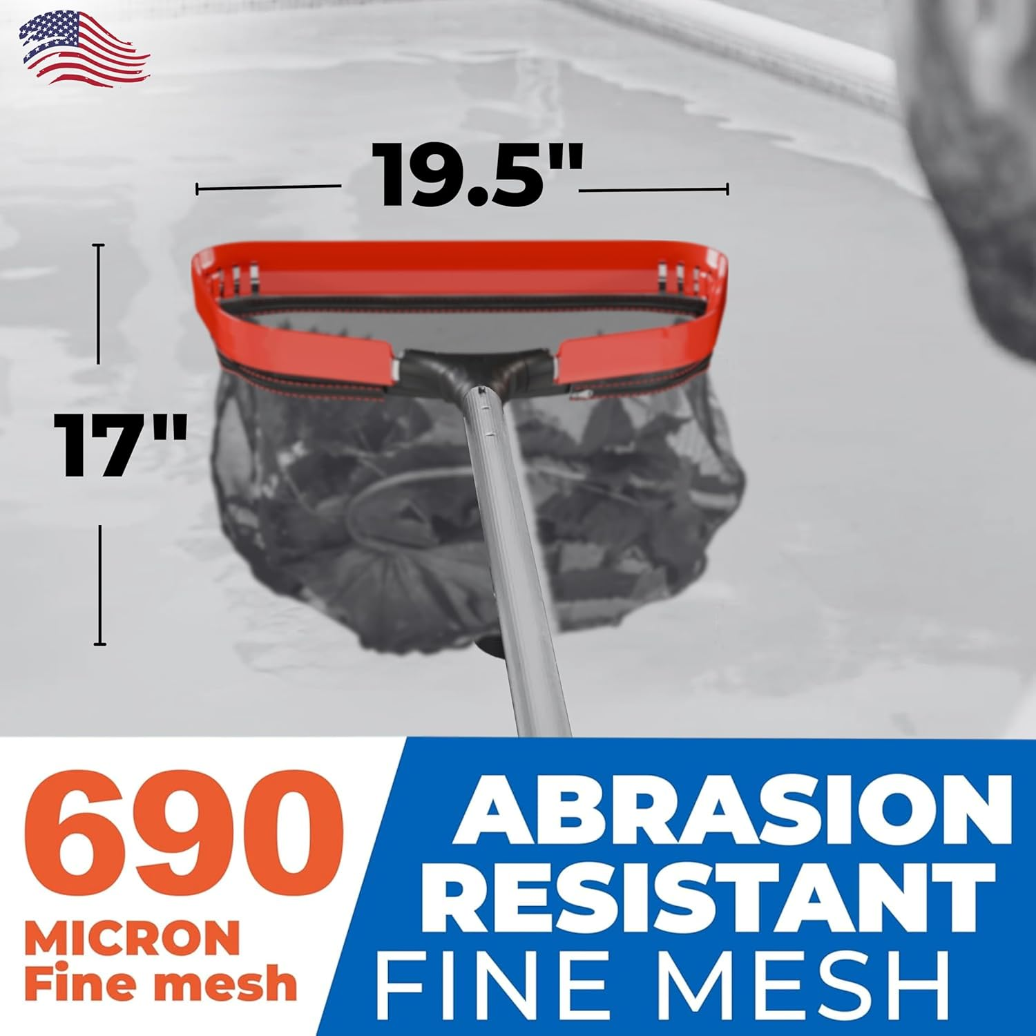 Protuff Products Pool Net Rake - 19" Professional Grade Medium Fine Mesh - Cleans Faster than Other Swimming Pool & Pond Cleaning Nets - Nearly 20 Inch