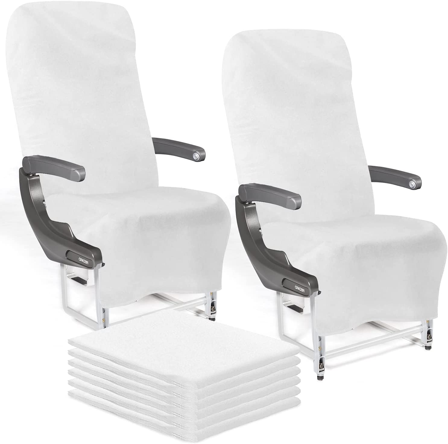 Lainrrew 6 Pcs Disposable Airplane Seat Covers, Non-Woven Fabric Safety Protection Seat Cover Portable Disposable Seat Protectors for Airplane, Train, Bus, Car, Airplane, Office, Movie Theatre image number 1