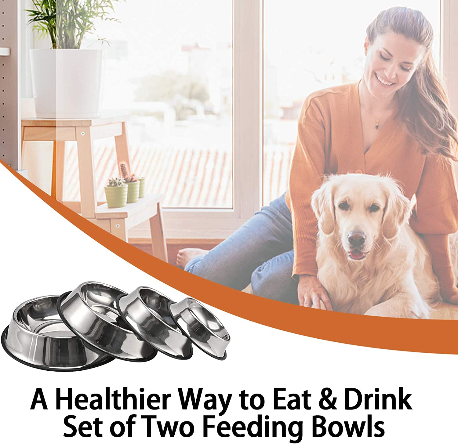 2Packs Stainless Steel Dog Bowl with Anti-Skid Rubber Base for Small/Medium/Large Pet, Perfect Dish, Pets Feeder Bowl and Water Bowl Perfect Choice for Dog Puppy Cat and Kitten (40Oz) image number 4