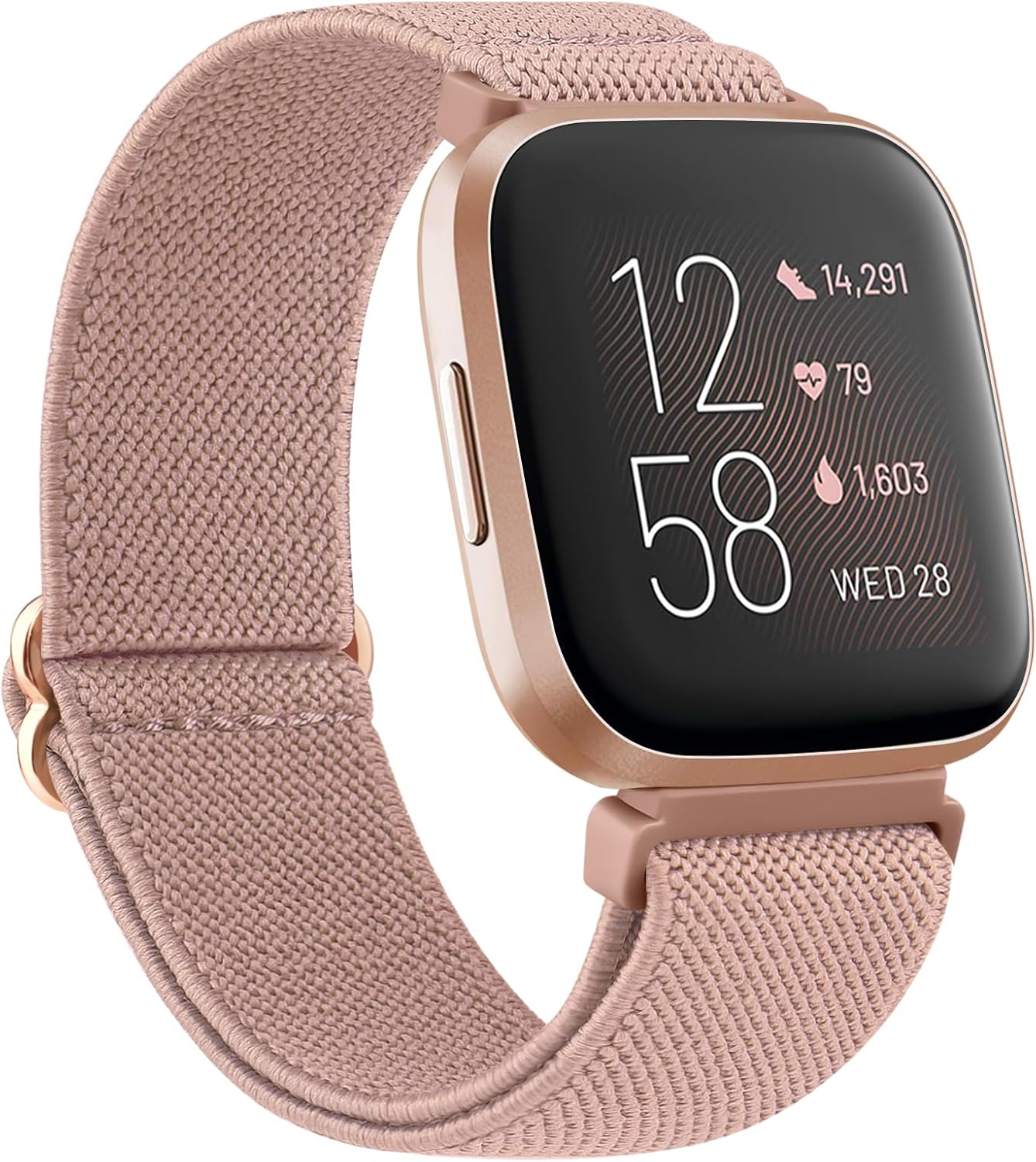 [3 Pack]Adjustable Elastic Bands for Fitbit Versa 2 Bands, Fitbit Versa Band,Versa Lite/Se Band, Soft Stretchy Loop Breathable Sport Nylon Replacement Strap Wristbands for Women/Men image number 5