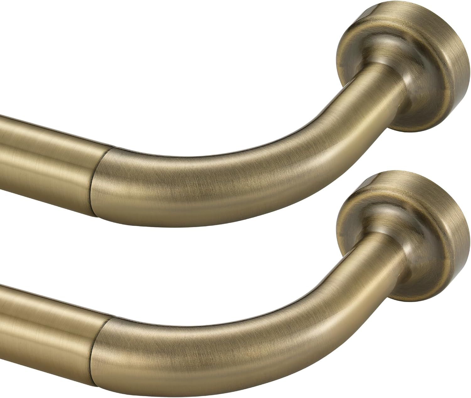 Lwiiom Antique Bronze Curtain Rod for Windows 28-86",Internal Splicing 1 Inch Diameter Disc Curtain Rod,Adjustable Room Darkening Curtain Rod with Aluminum Finials and Brackets,Wrap around Design