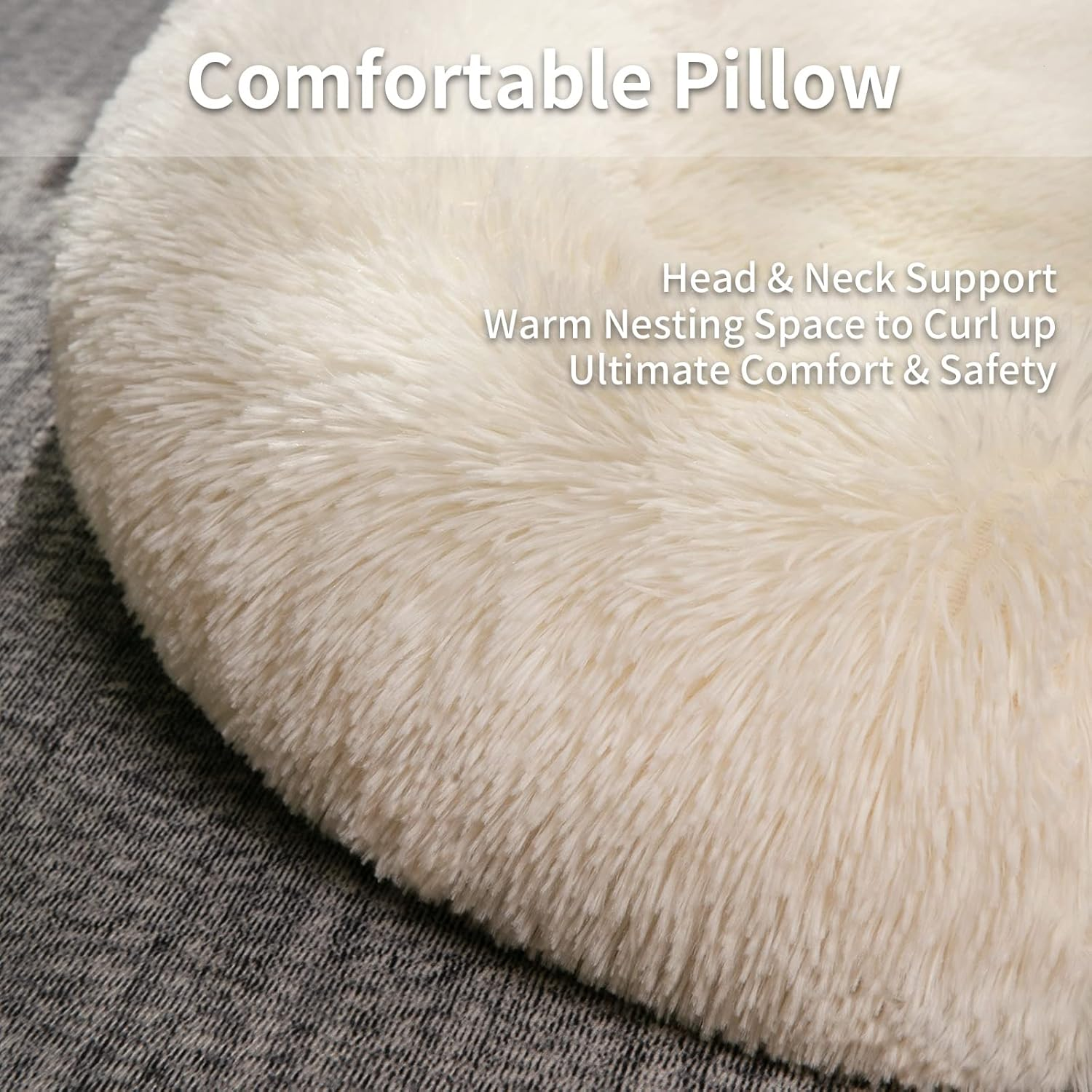 Medium Dog Bed & Cat Sofa - Plush, Washable, Furniture Protector (35X31X5, White) image number 3