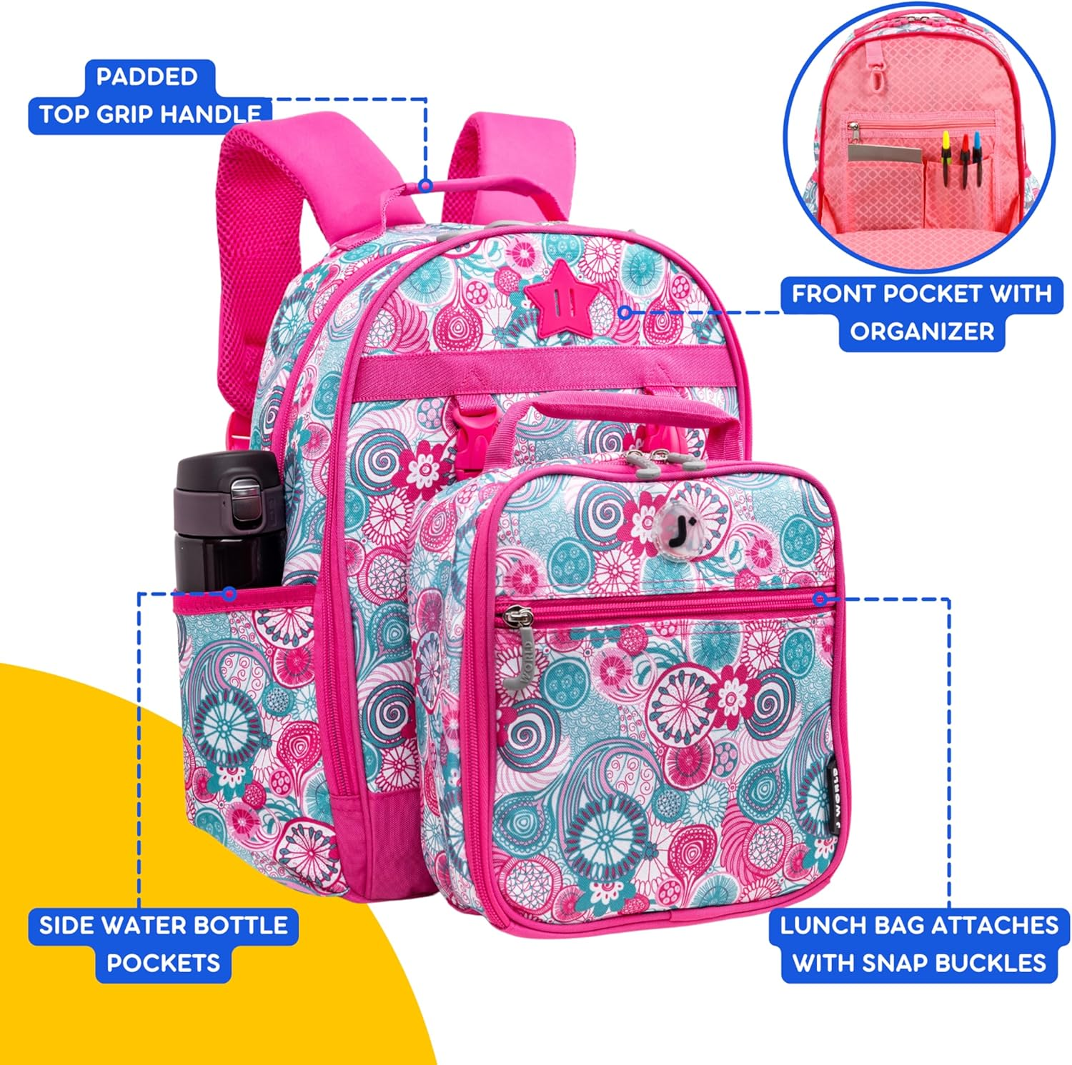 J World Duet Kids Backpack & Lunch Box Set for Boys & Girls Pre-K to Elementary School image number 5
