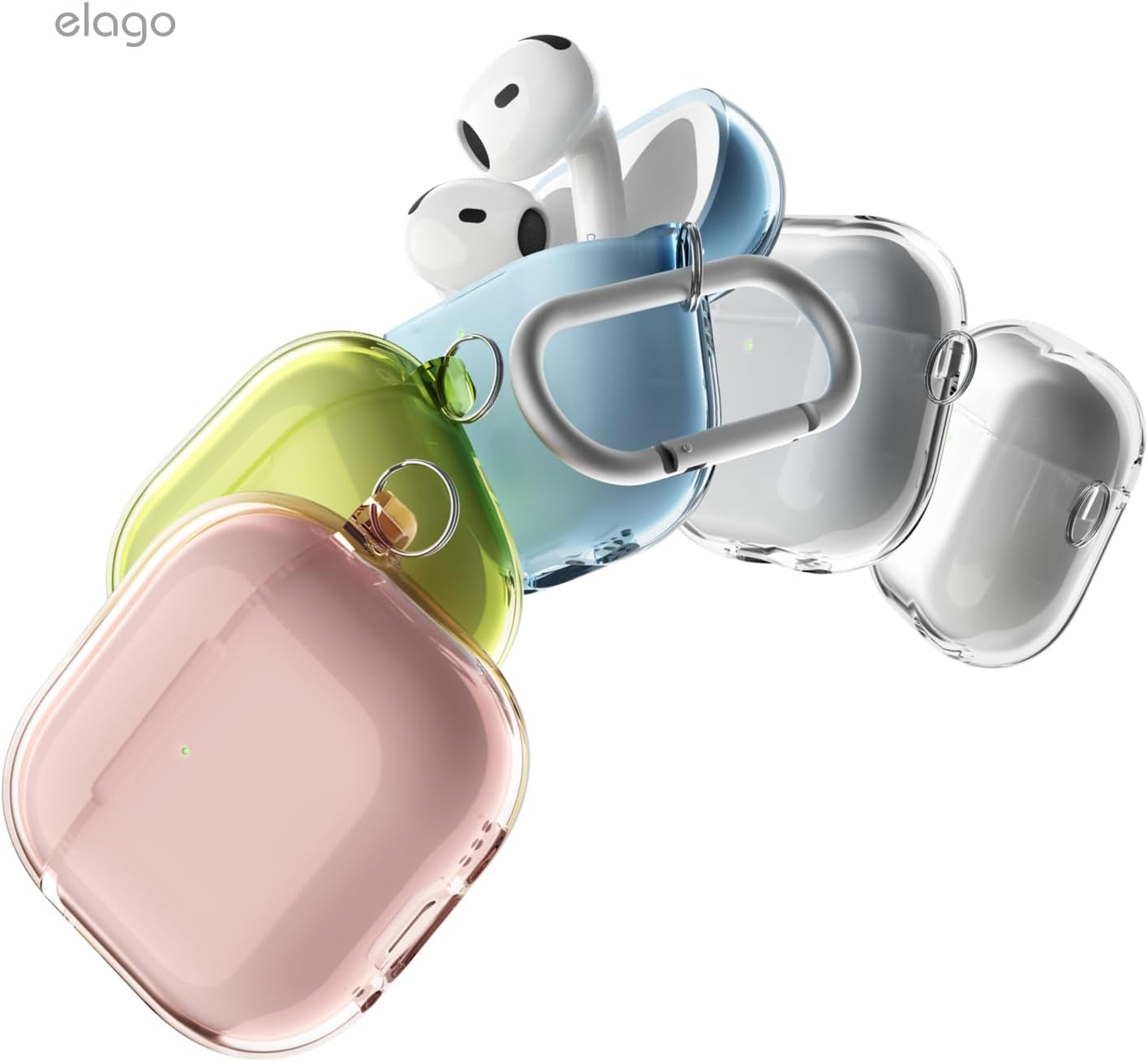 Elago Clear Case Compatible with Airpods 4Th Generation Case - Compatible with Airpods 4 Case, Carabiner Included, Reduced Yellowing, Wireless Charging, Shock Resistant, Full Protection (Transparent) image number 5