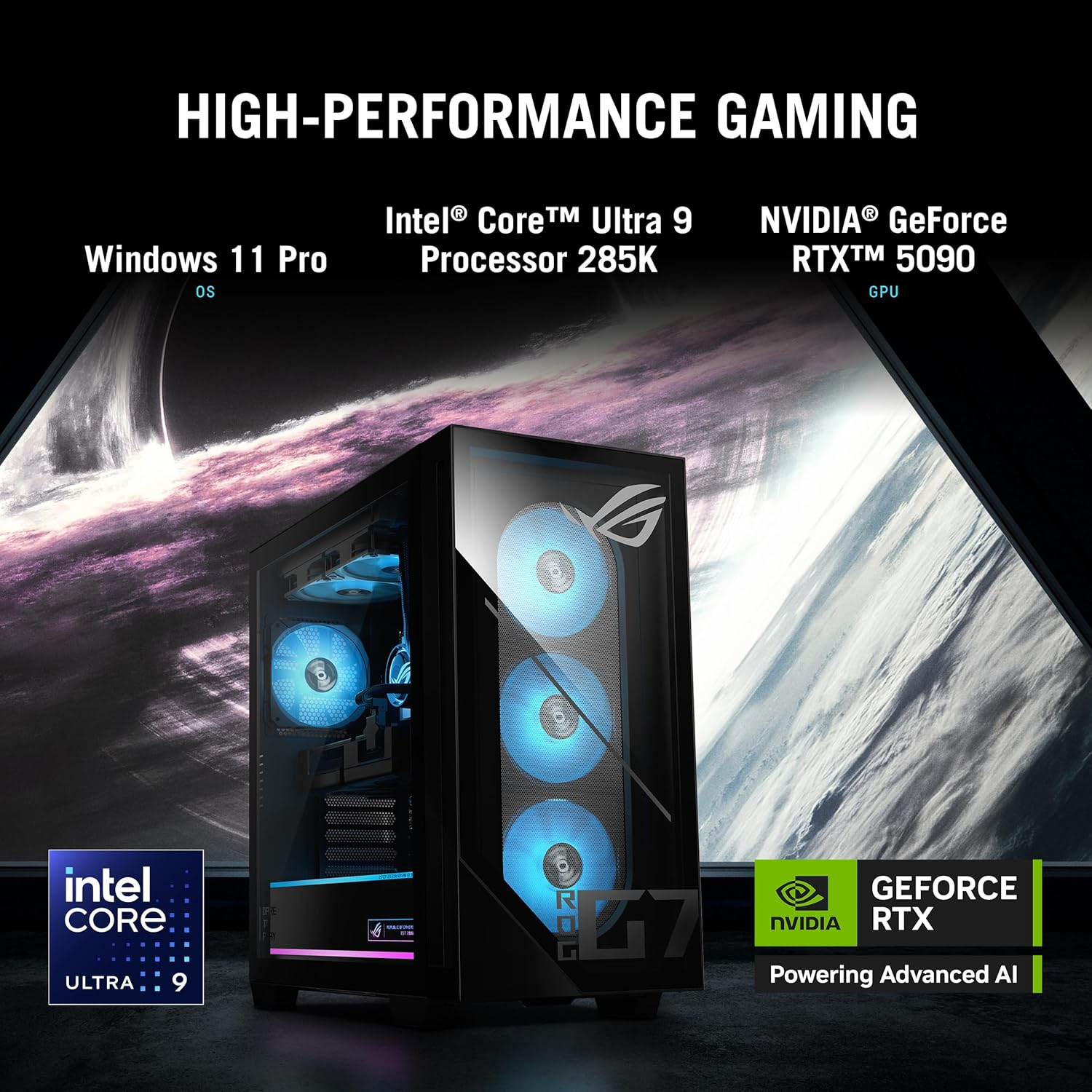 ASUS ROG G700 Gaming Desktop. Intel Core Ultra 7 Processor 265F 2.4Ghz (Upto 5.3Ghz). NVIDIA Geforce RTX 5070 Prime 12GB GDDR7. 2 X 16GB DDR5 RAM. 1TB Nvme Pcie 4.0 SSD. Wi-Fi 6. Win 11 H image number 5