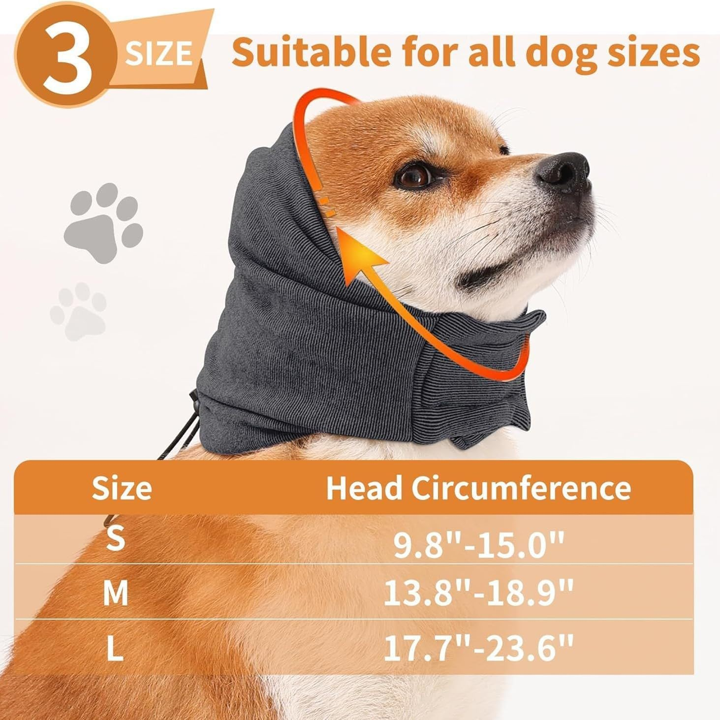 Pet Ear Muffs Noise Protection,Pet Ear Wrap, Dogs Headband for Anxiety Relief, Warm Dog Ears Cover Winter Hat, Dog Ears Covers for Bath ﻿ (Grey, S) image number 6