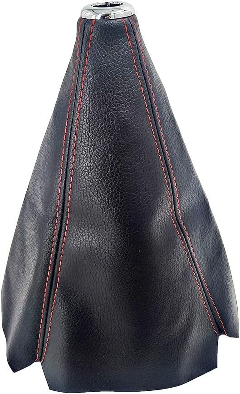 Universal Car Shift Knob Boot Dust Cover, Shift Boot Cover, Made of Pu Leather with Black Seams Red Seams and Blue Seams (Black/Abs)