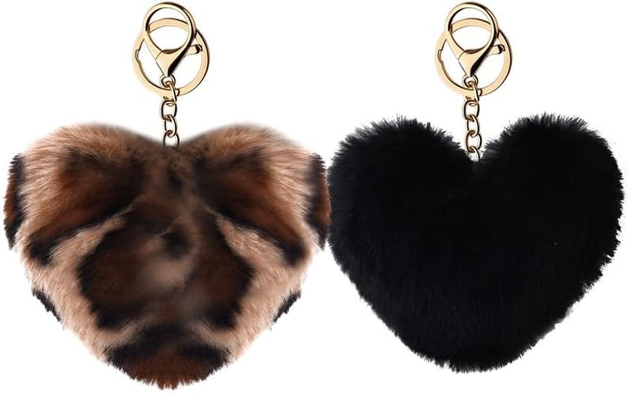 Leopard Print Bag Charms for Handbags Purse Leopard Keychains for Women Girls Animal Lover Heart Accessories for Car Keys