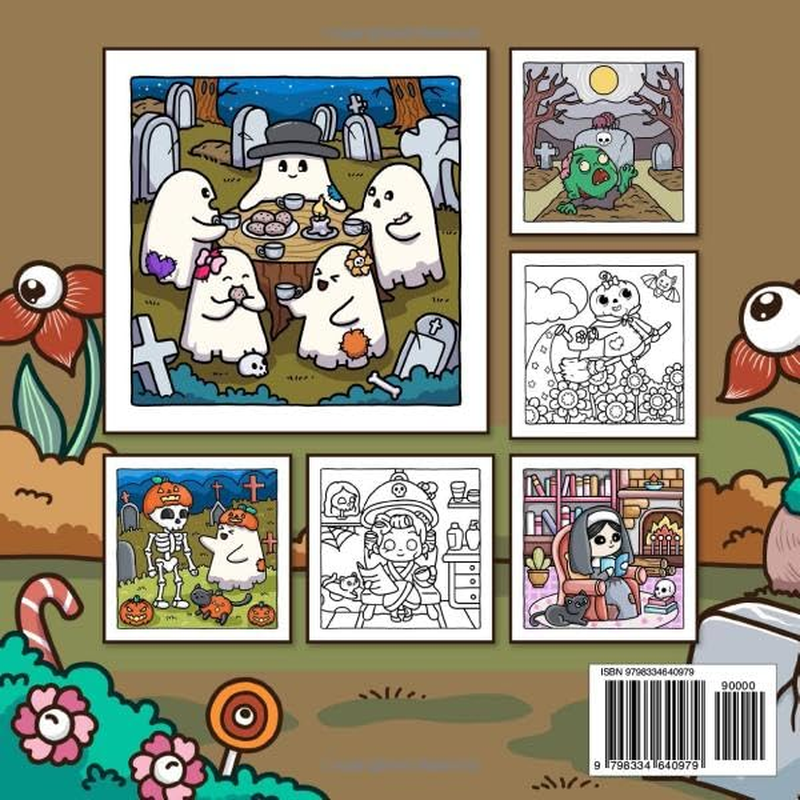 Spooky Vibes: Coloring Book for Adults and Teens with Cute Creepy Characters and Hygge Scenes, Easy and Cozy Designs for Relaxation and Stress Relief image number 2